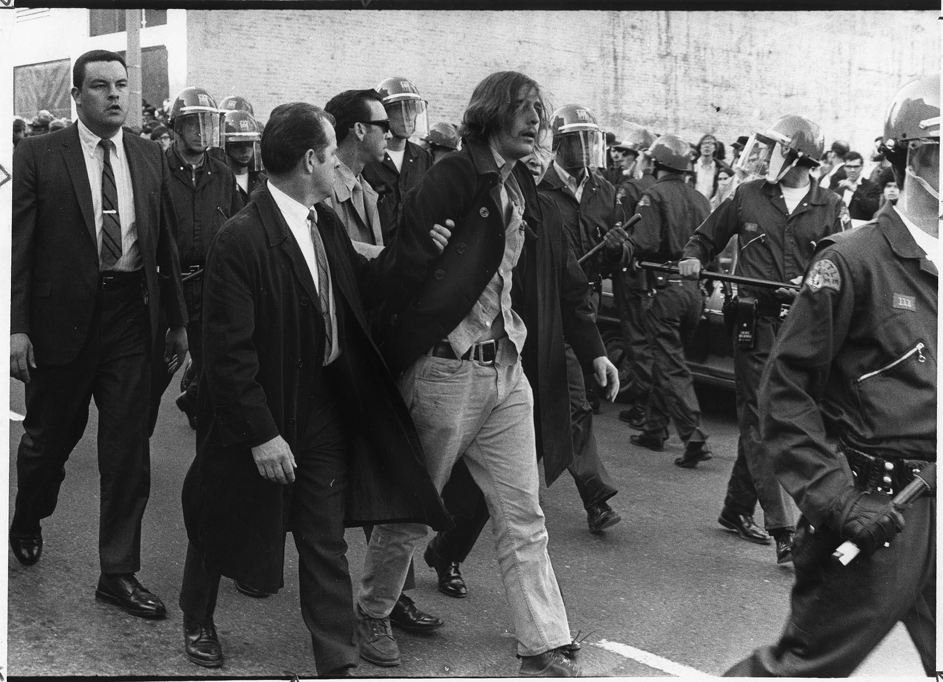 Image of Anti-war demonstrator detained, Seattle, May 1, 1970