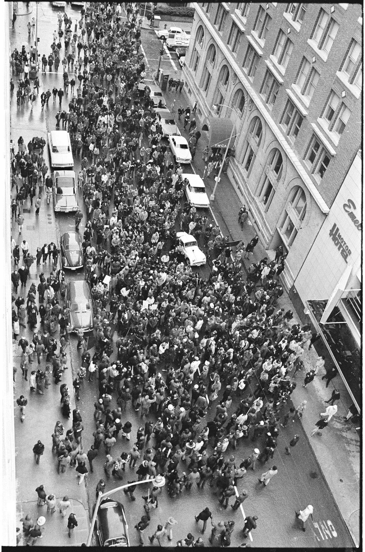 Image of Demonstrators on Fifth Avenue, Seattle, February 17, 1970