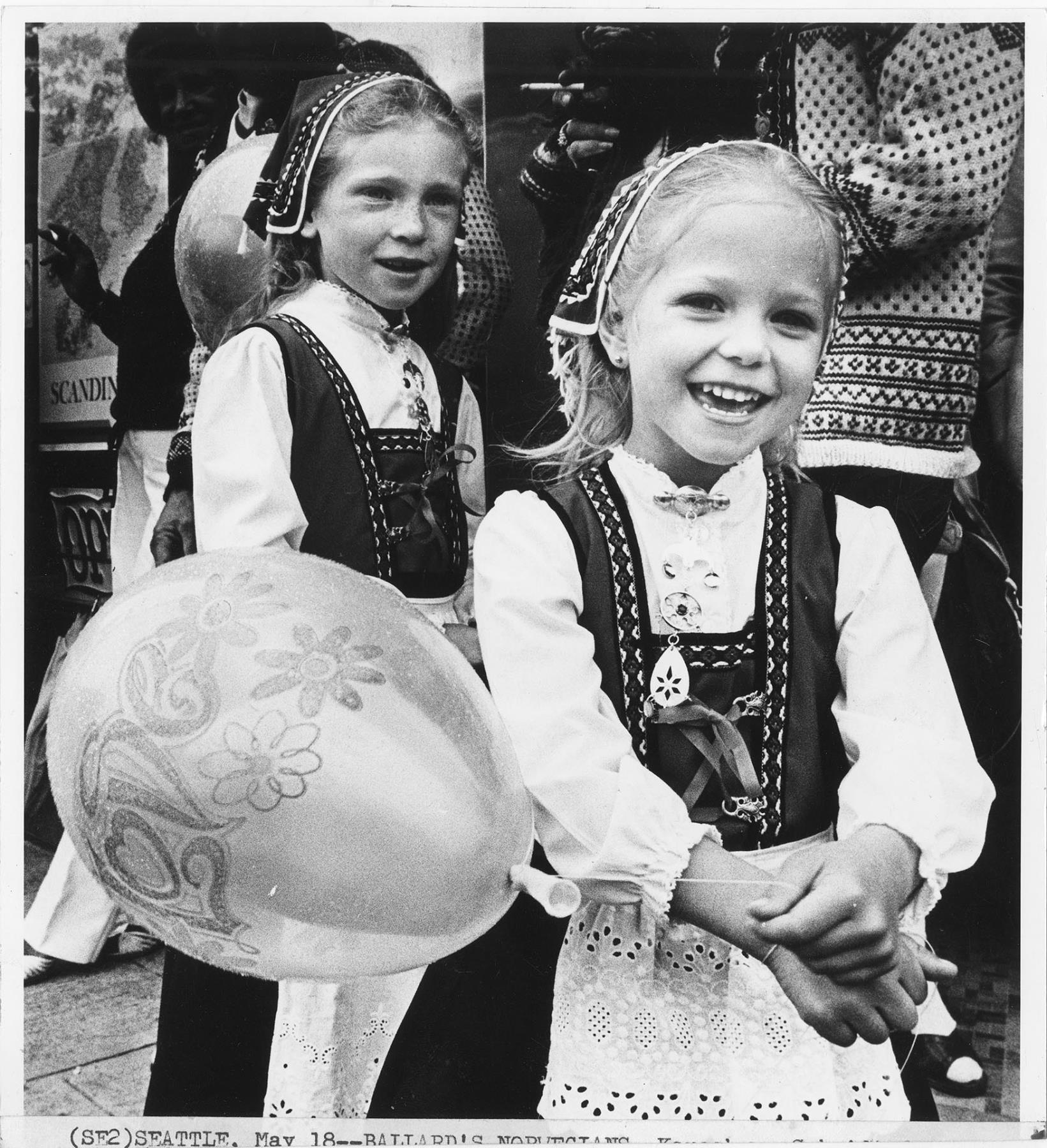 Image of Schmidt sisters at the Syttende Mai festivities, Seattle, May 17, 1981