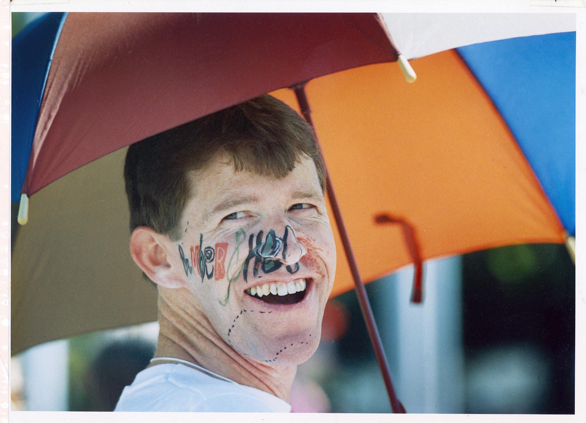 Image of Man with Bumbershoot face paint, Seattle, September 3, 1988