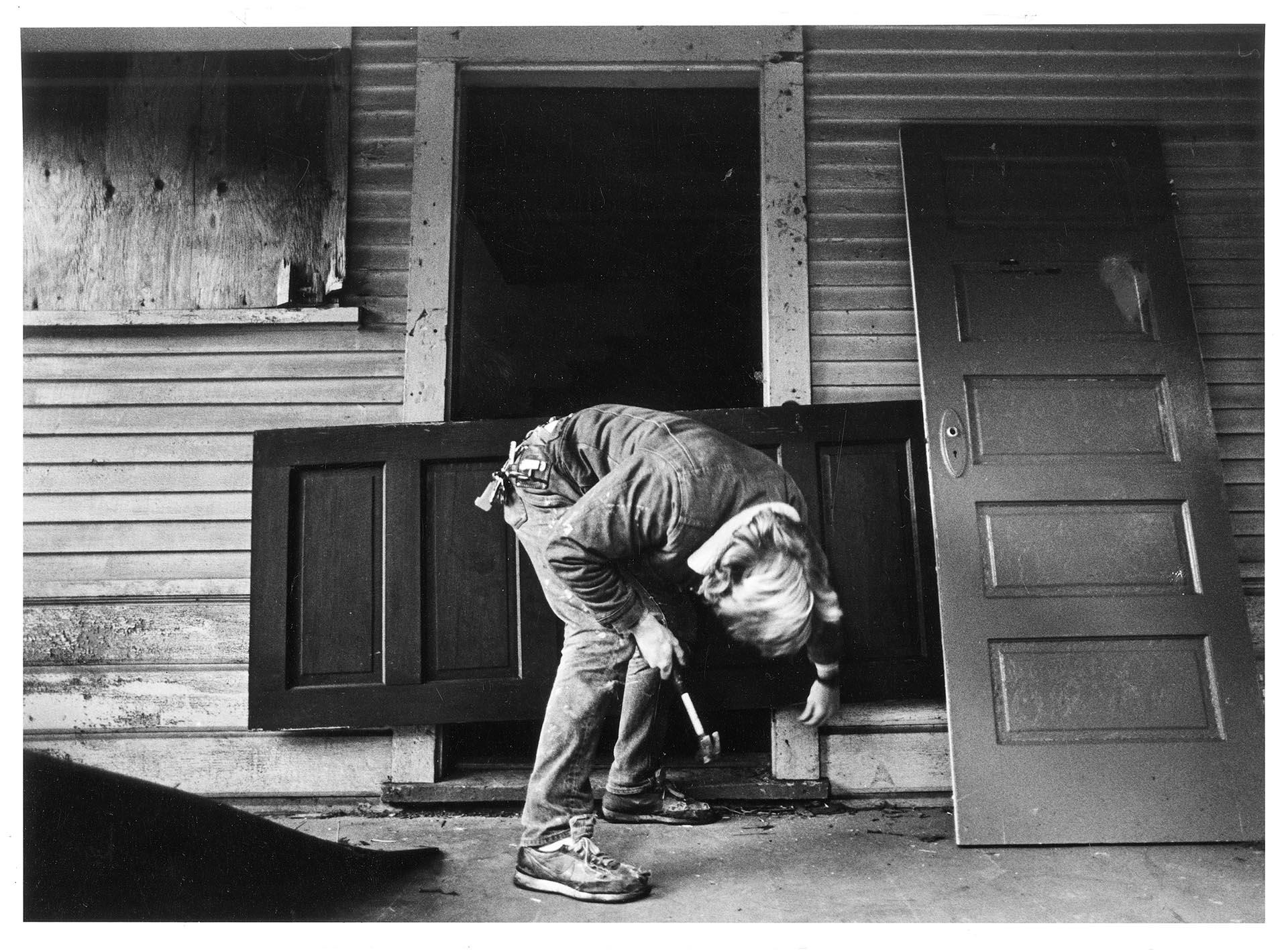 Image of Boarding up a vacant house on Capitol Hill, Seattle, April 13, 1982