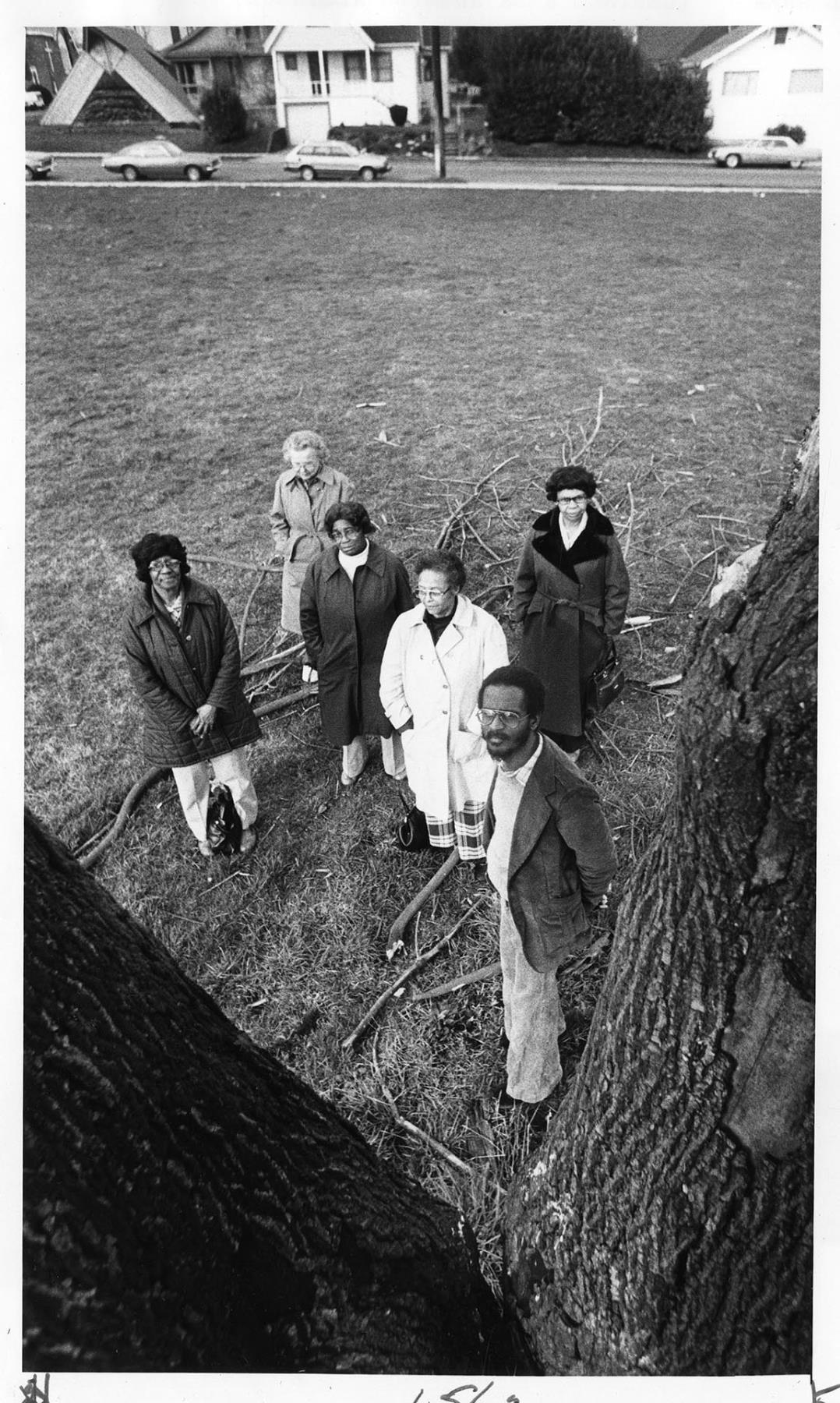 Image of Activists posing in vacant lot, Seattle, February 28, 1981