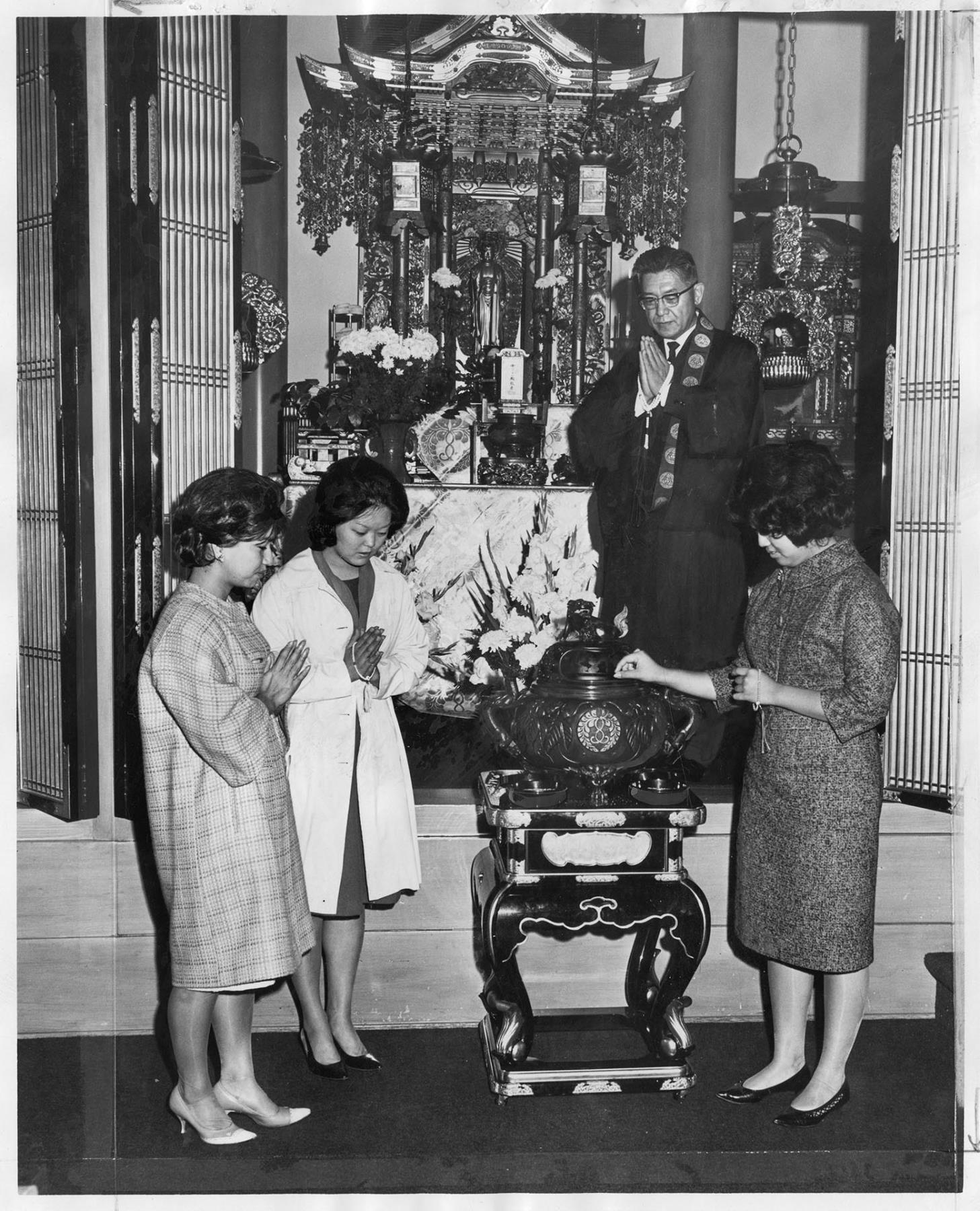 Image of Parishioners performing memorial at Seattle Buddhist Church, September 15, 1963