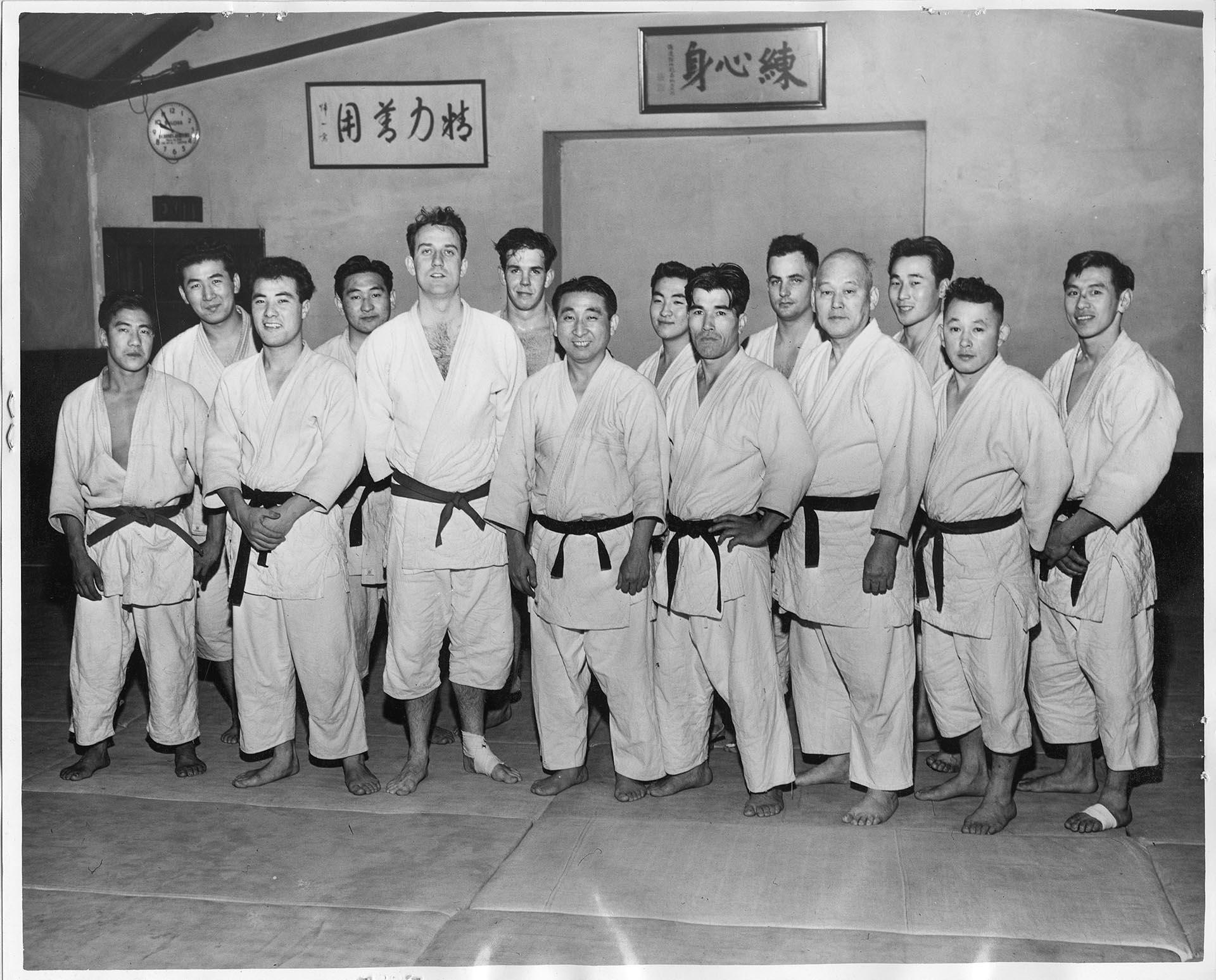 Image of Seattle Dojo members posing at club, Seattle, November 21, 1952