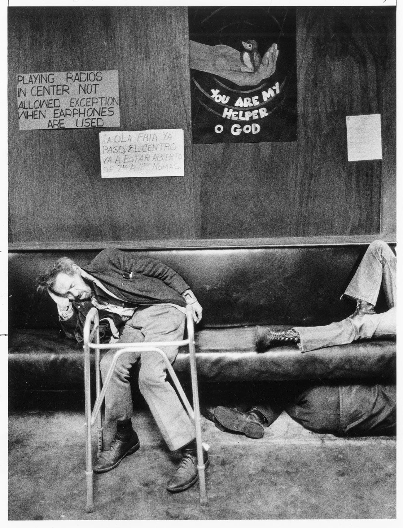 Image of Men sleeping at the First Avenue Service Center, November 15, 1982