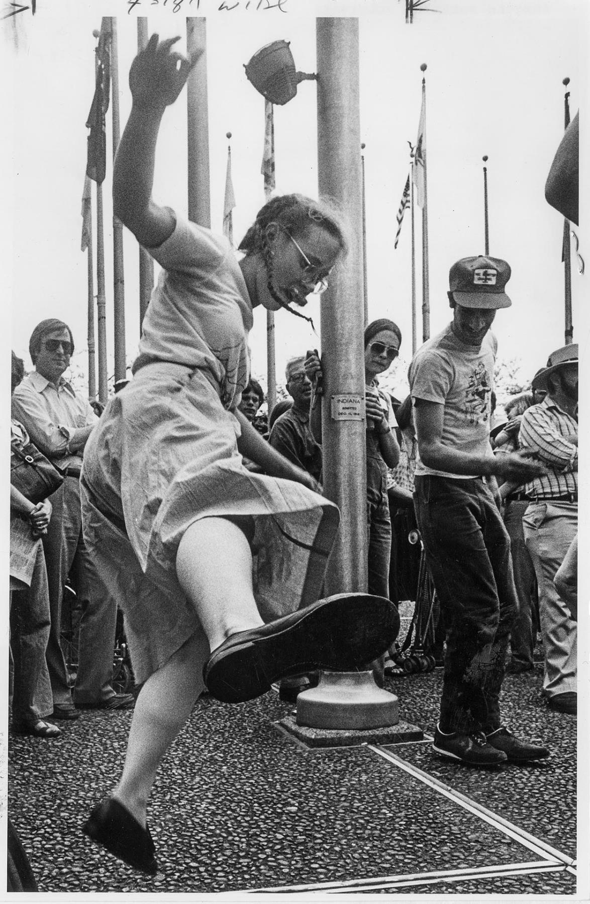 Image of Dancer clogging at Folklife Festival, Seattle Center, May 23, 1981
