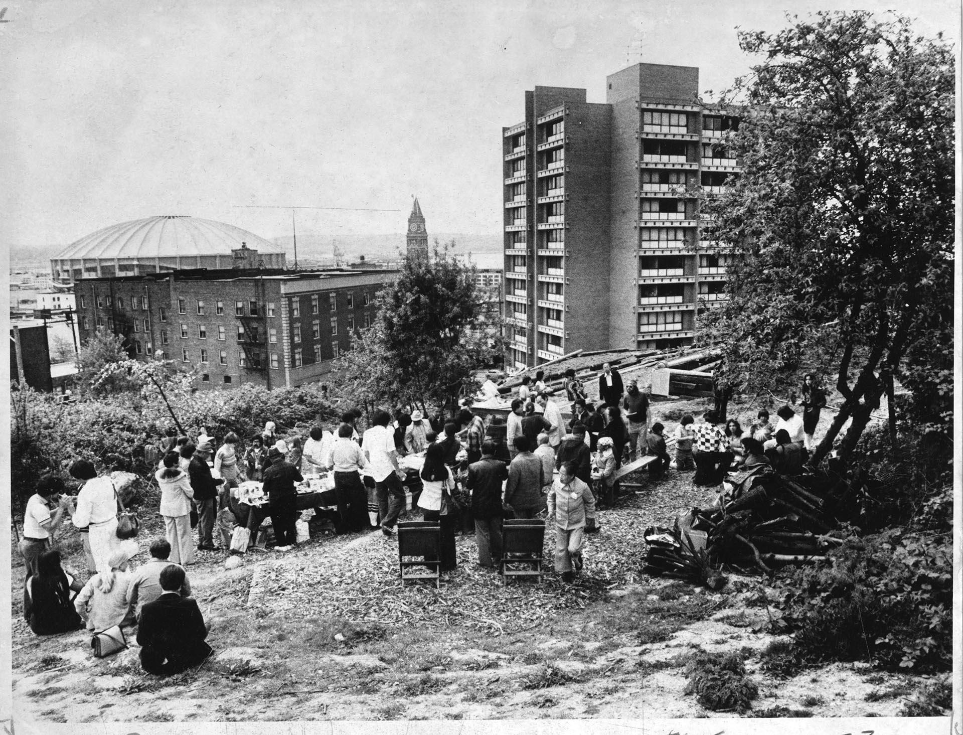 Image of Crowd at dedication of Chinatown - International District Community Garden, Seattle, May 8, 1977