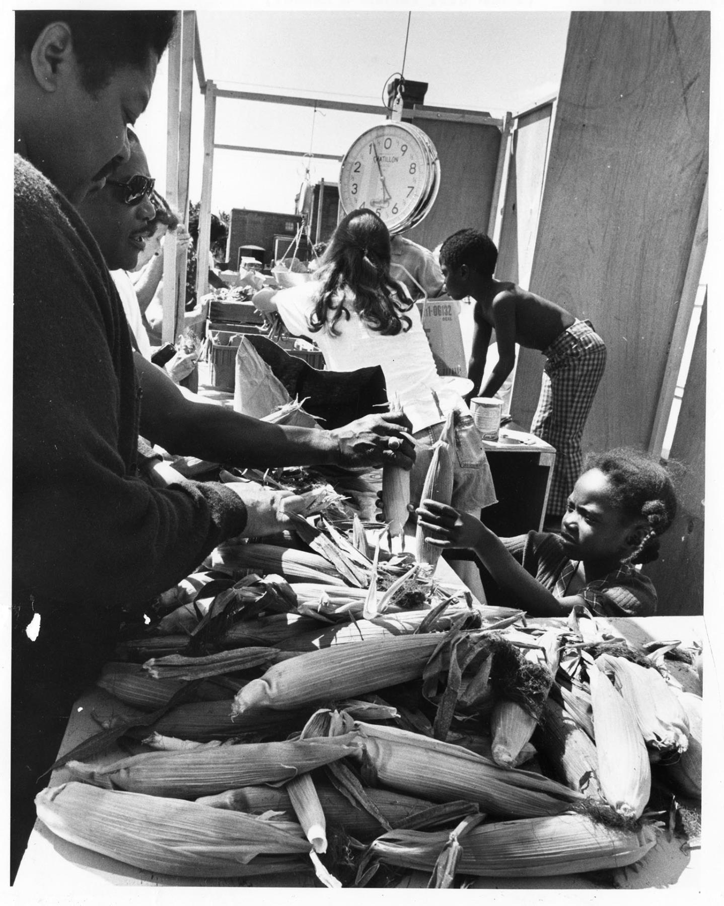 Image of Family selling produce at Inner City Farmers Market, Seattle, July 31, 1976