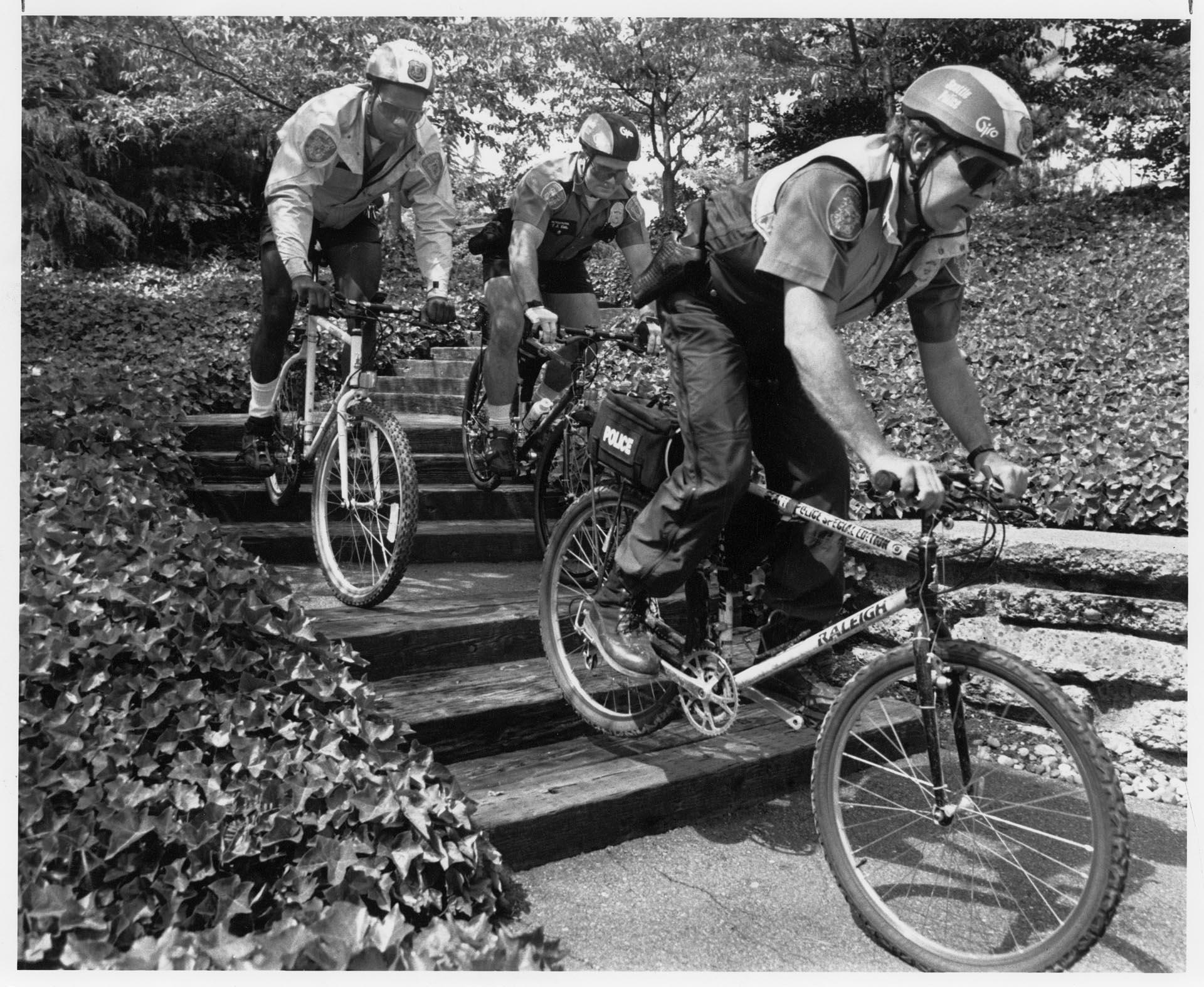 Image of Seattle Police Department bicycle patrol, Seattle, June 5, 1990