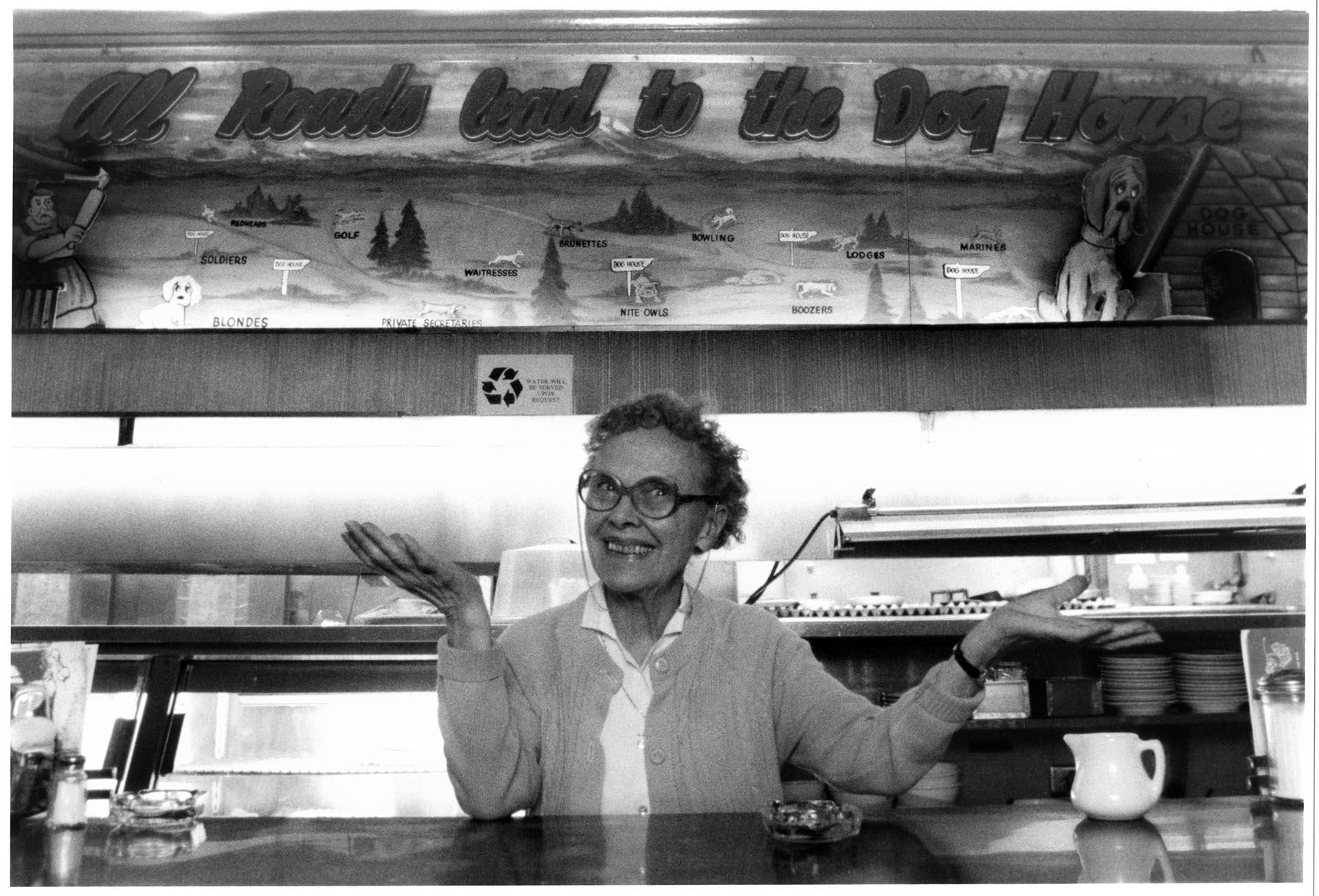 Image of Waitress J. L. Alvord at the Dog House Restaurant, Seattle, September 9, 1993