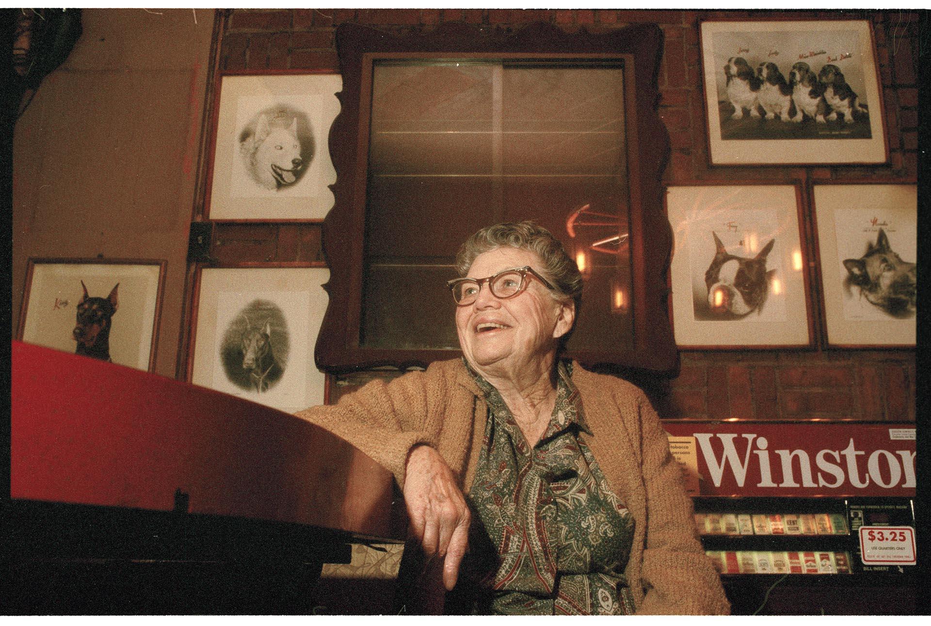 Image of Owner Laurie Gulbransen inside Dog House Restaurant, Seattle, January 10, 1994