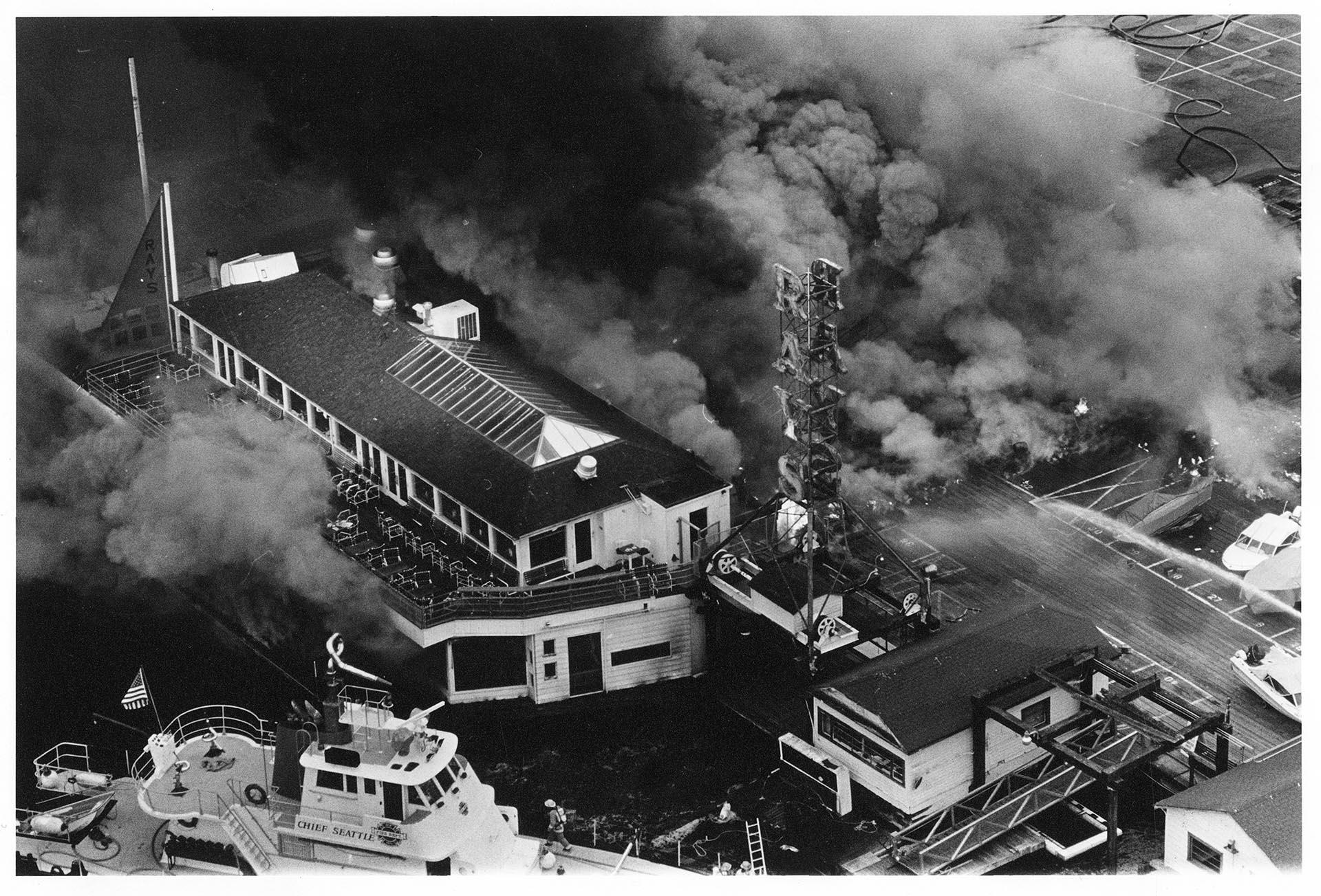 Image of Fire at Ray's Boathouse, Seattle, May 26, 1987