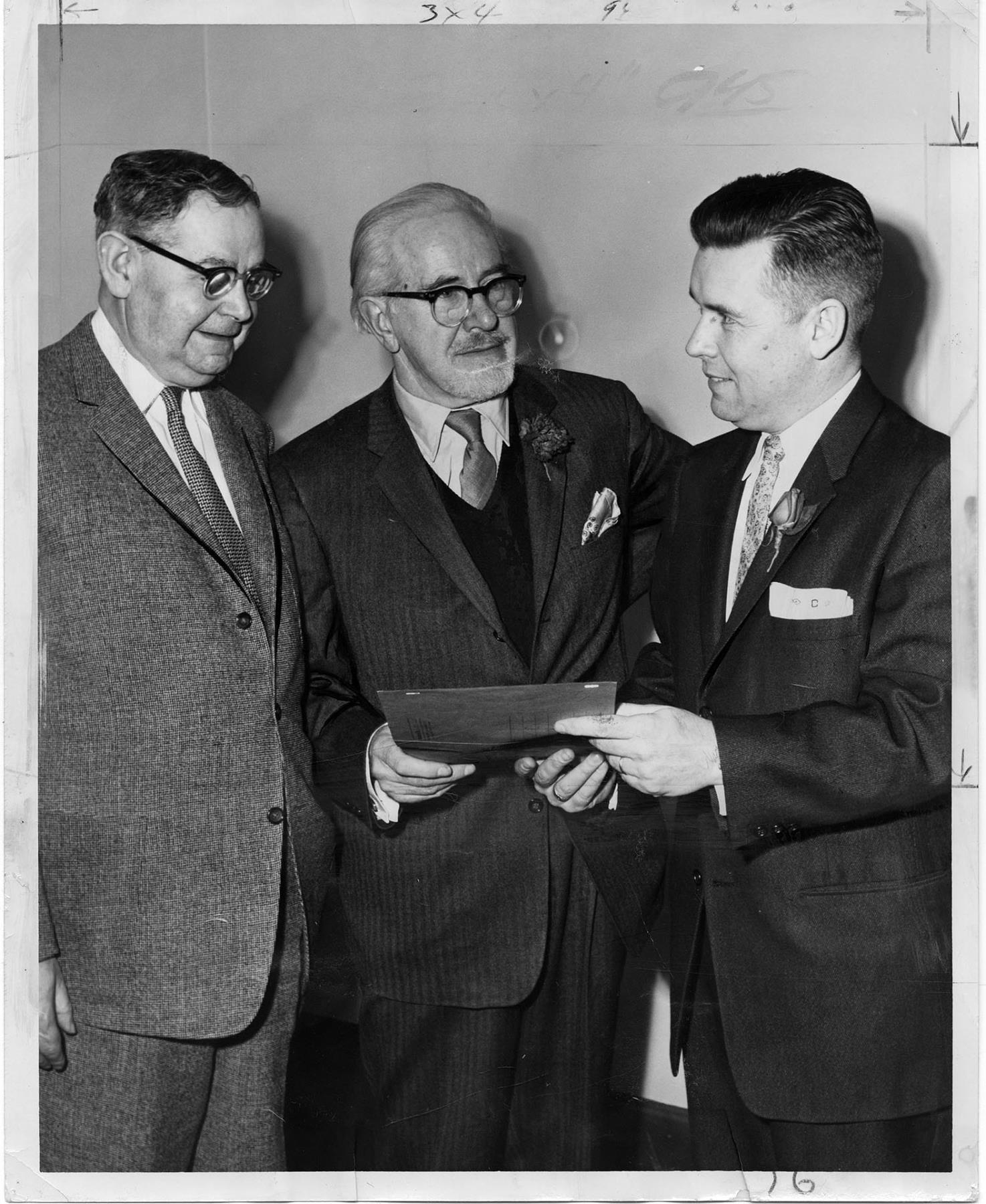 Image of David Levine, Mark Tobey, and Gordon Clinton, Seattle, March 30, 1959