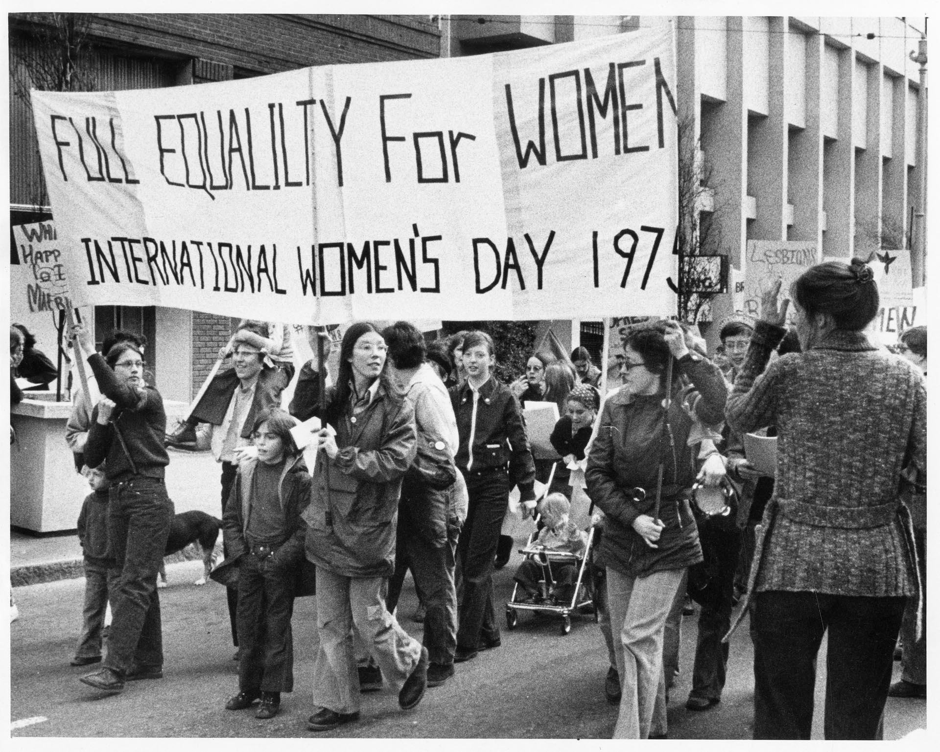Image of Women marching on International Women's Day, Seattle, March 8, 1975