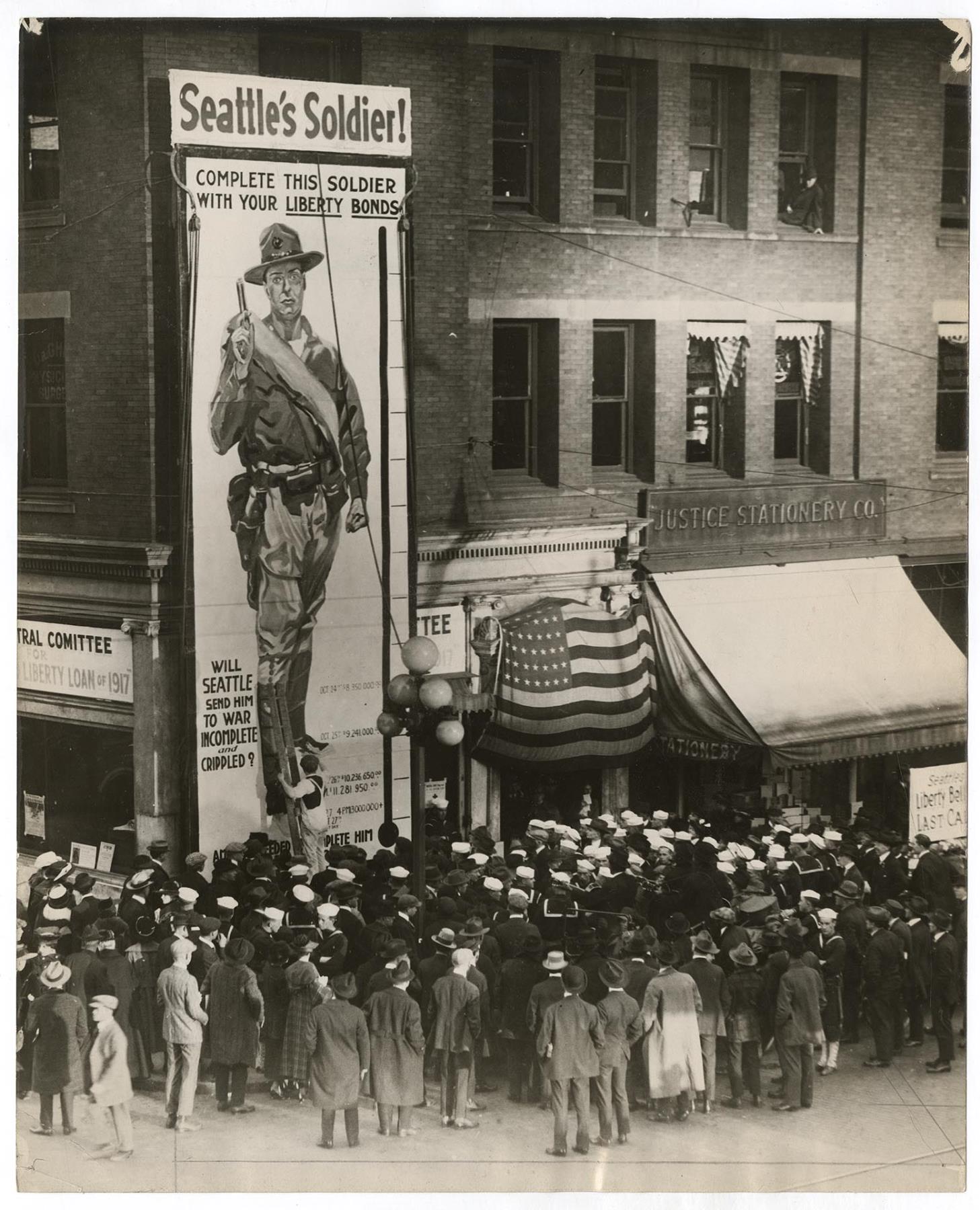 Image of Celebration at Liberty Loan headquarters, Seattle, October 28, 1917