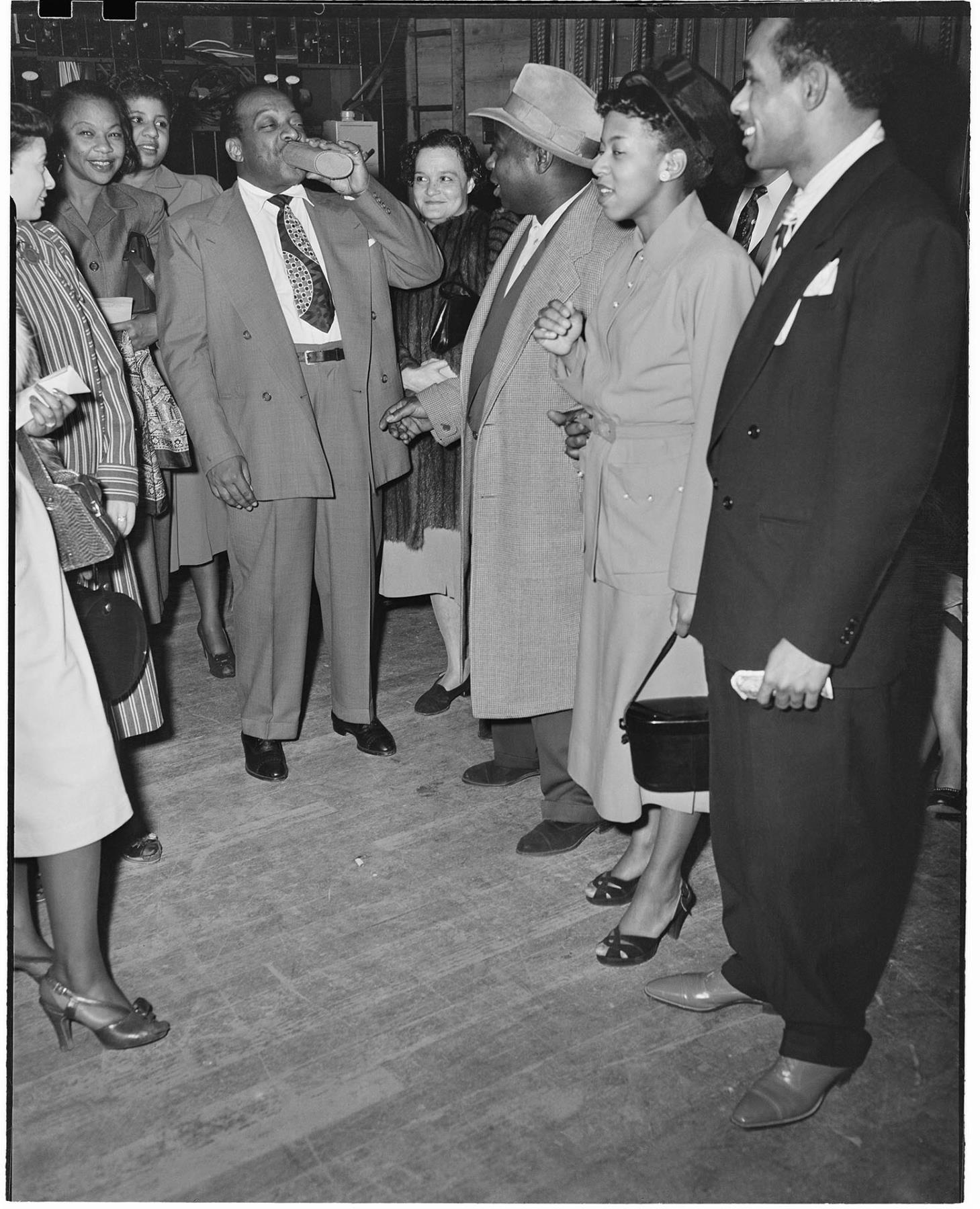 Image of Count Basie backstage, Seattle, 1947