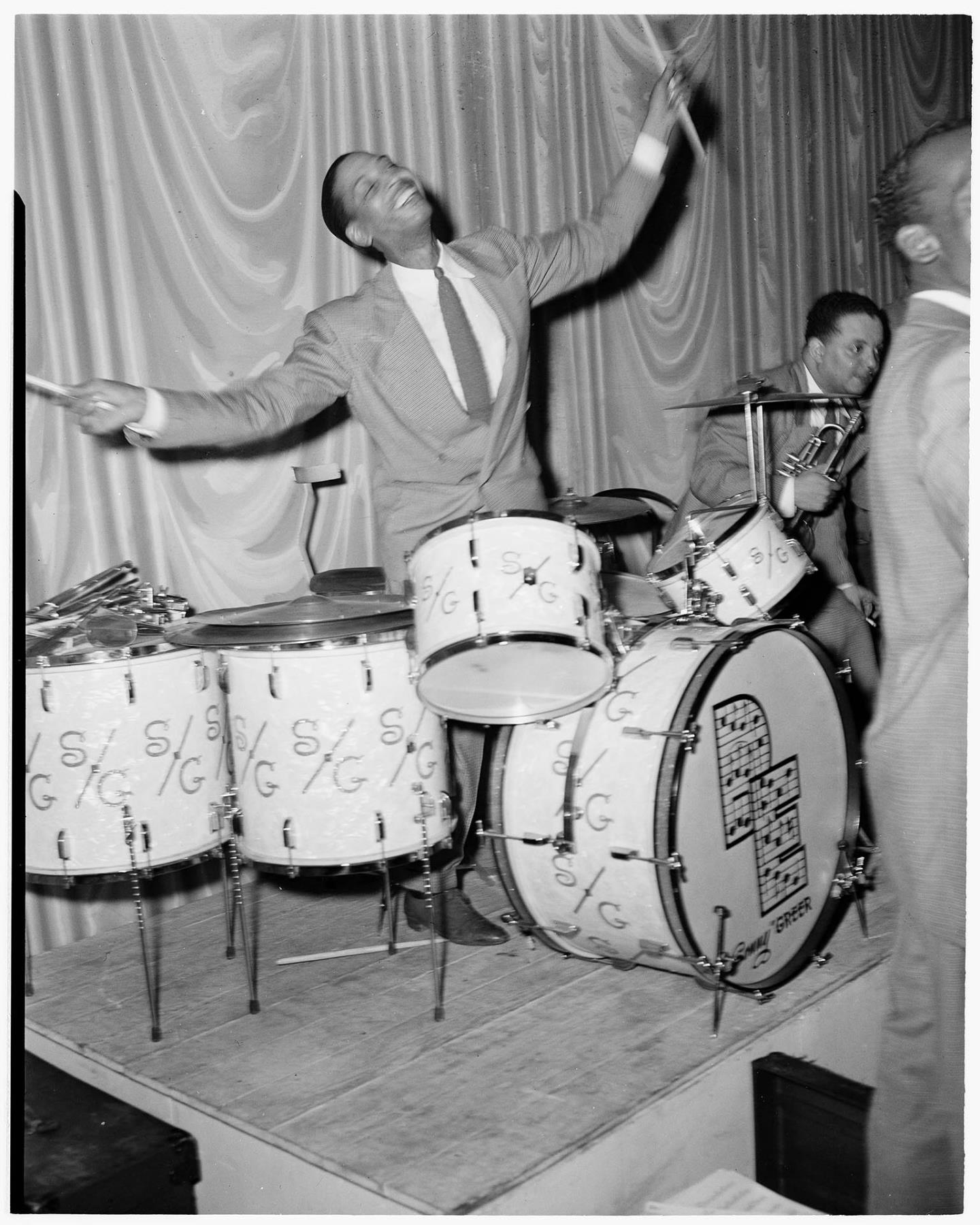 Image of Duke Ellington band, with Sonny Greer on drums, August 27, 1947