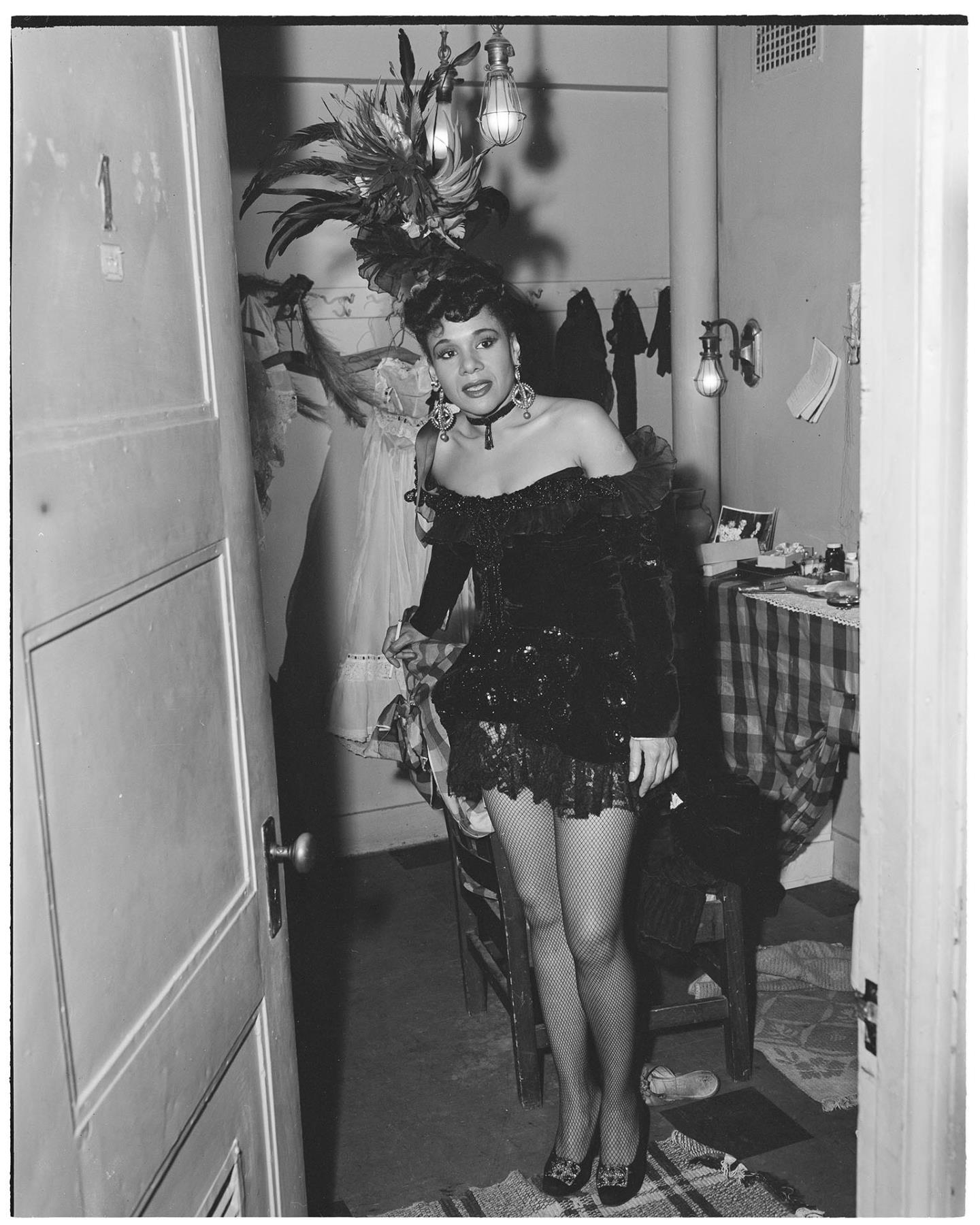 Image of Katherine Dunham in her dressing room, Seattle, February 1, 1948