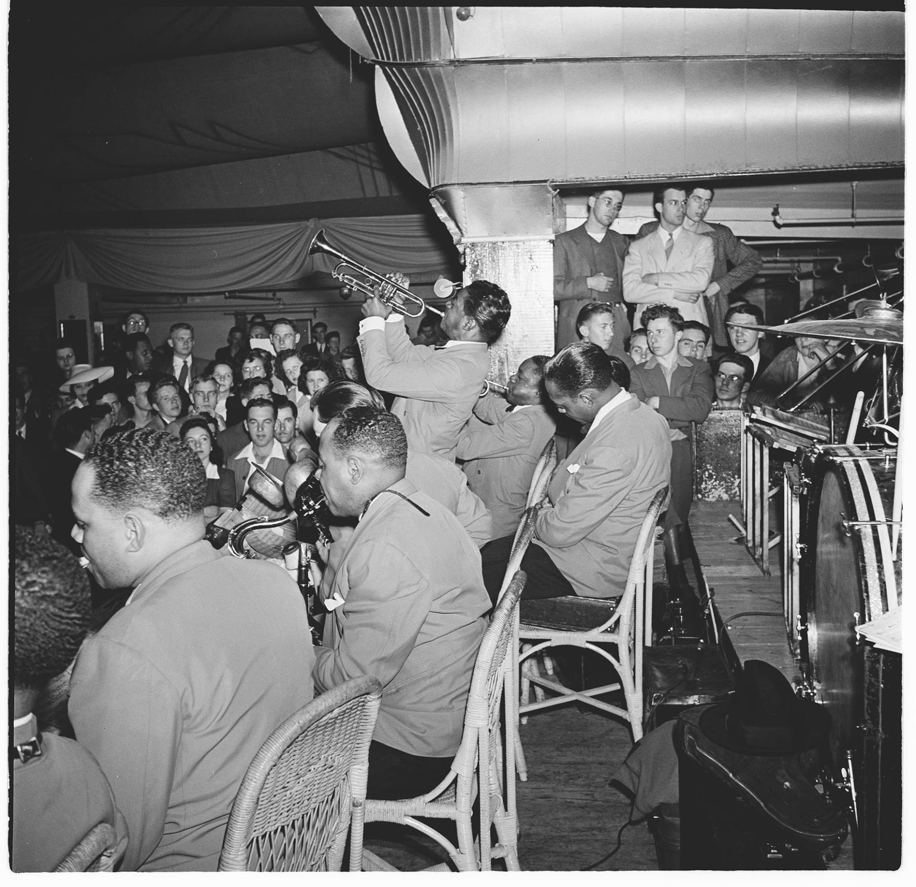 Image of View from behind the brass section at the Trianon, Seattle, circa 1947