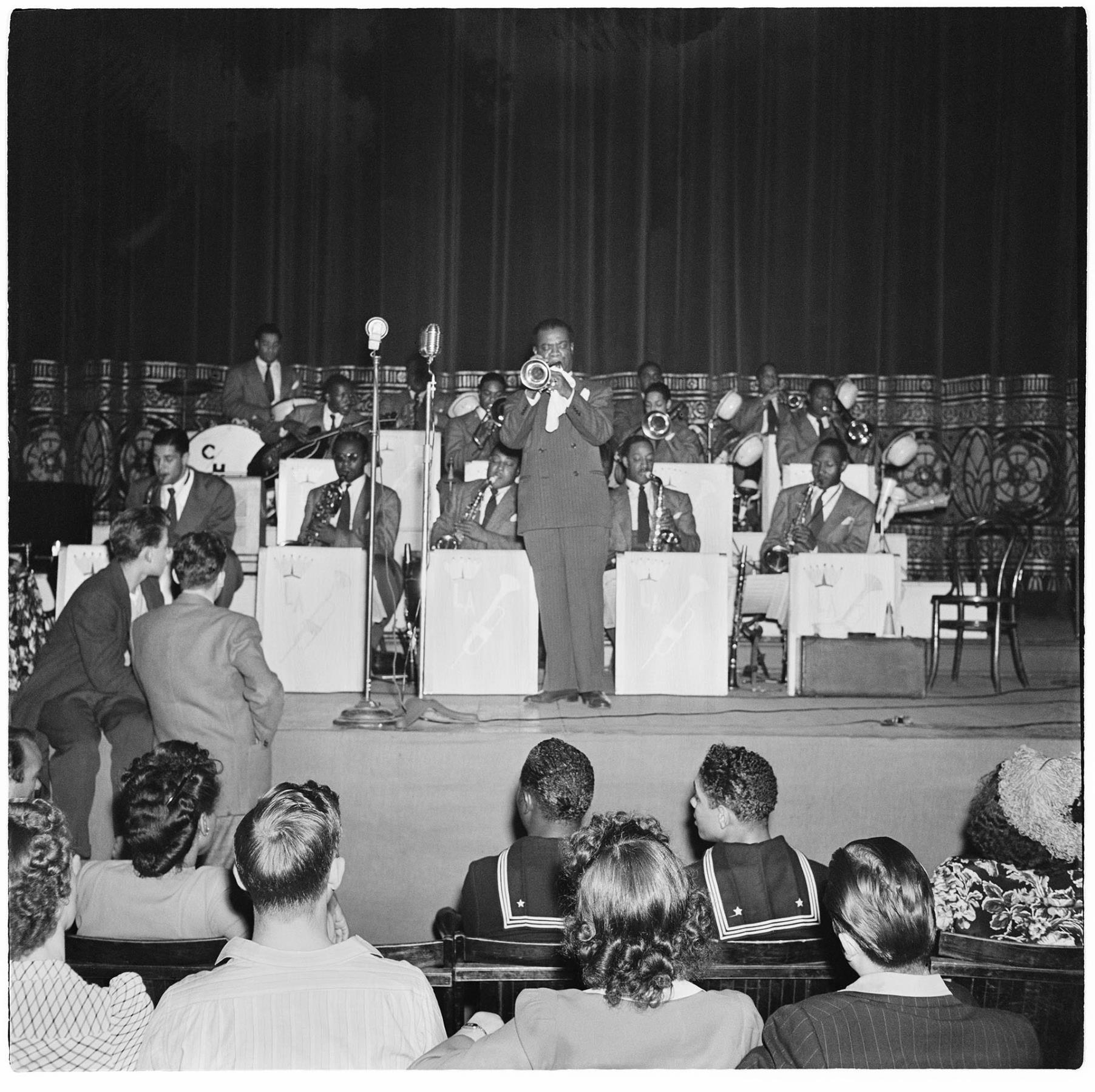 Image of Louis Armstrong performing at the Civic Auditorium, Seattle, July 17, 1944