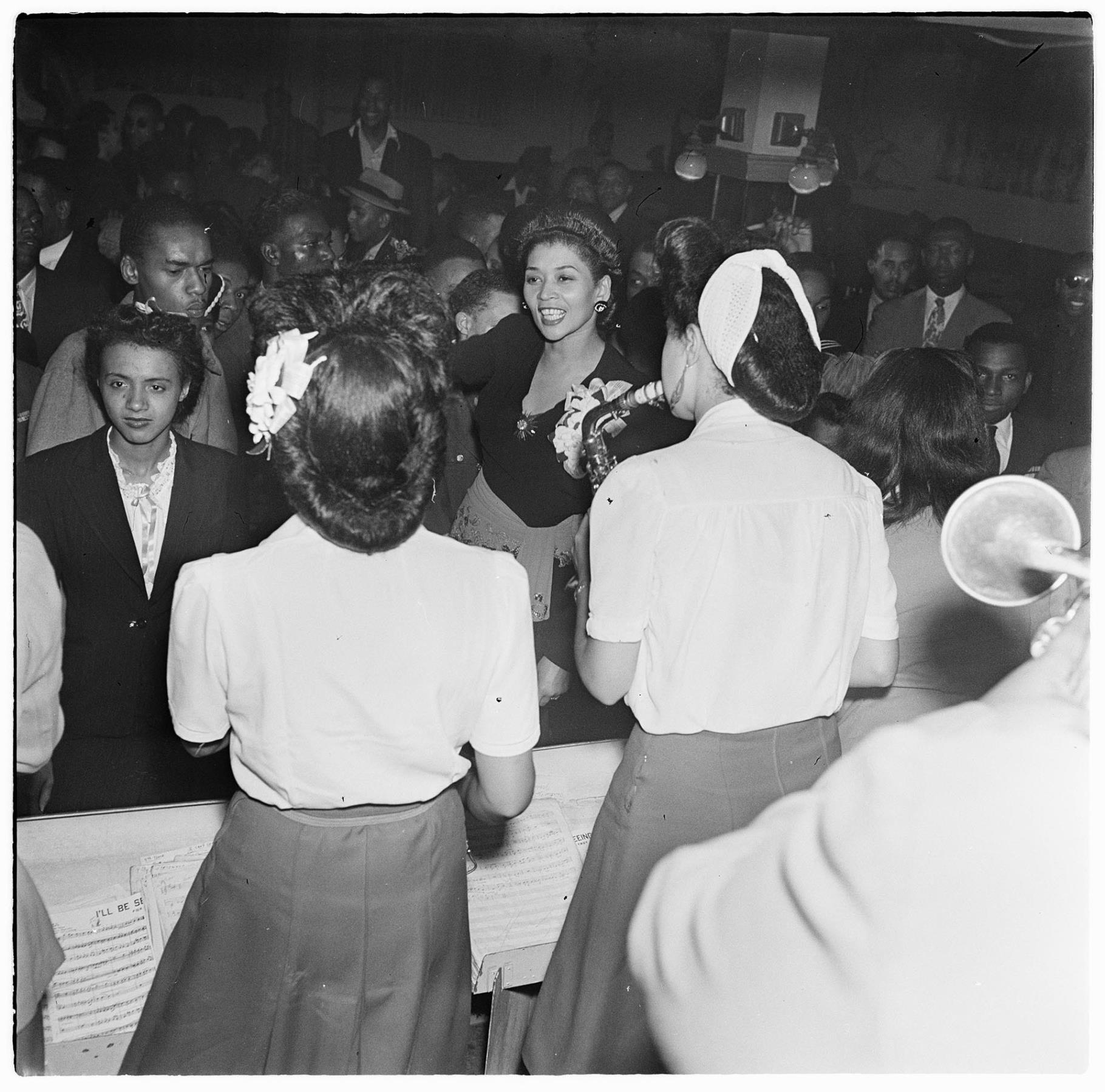 Image of International Sweethearts of Rhythm with audience at Black and Tan, Seattle, September 1944