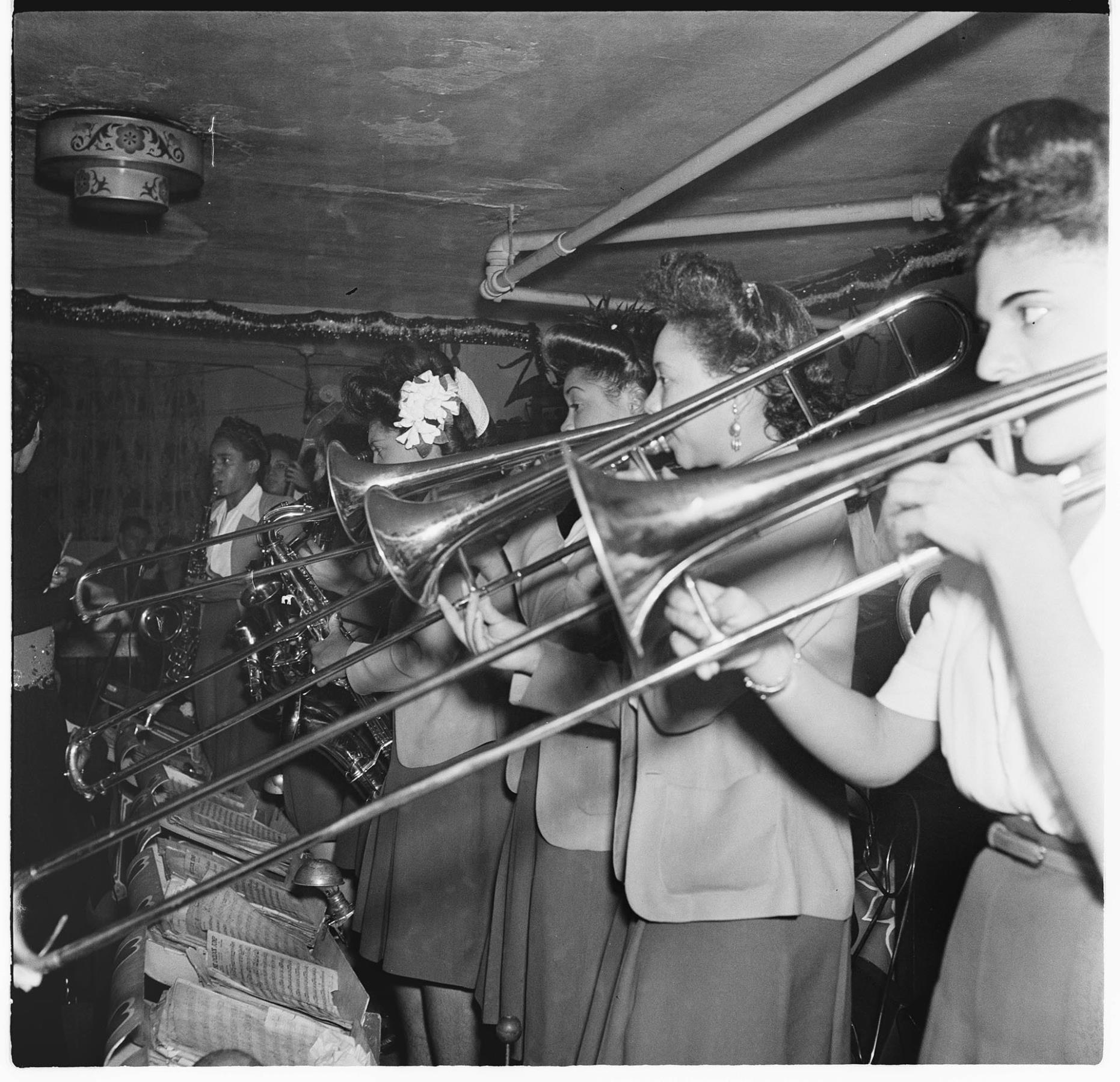 Image of International Sweethearts of Rhythm trombone section, Seattle, September 1944