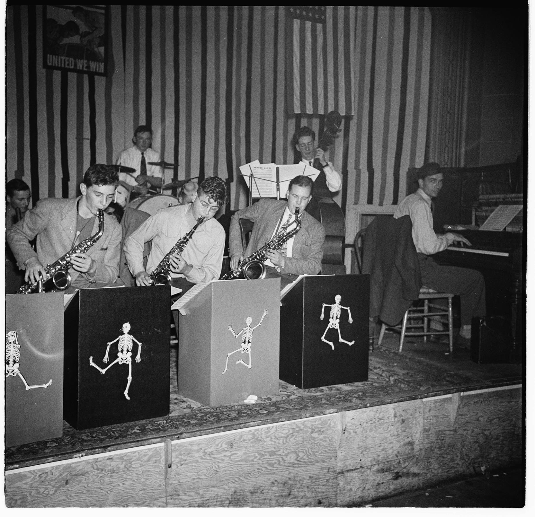 Image of High school orchestra on stage, Seattle, circa 1944