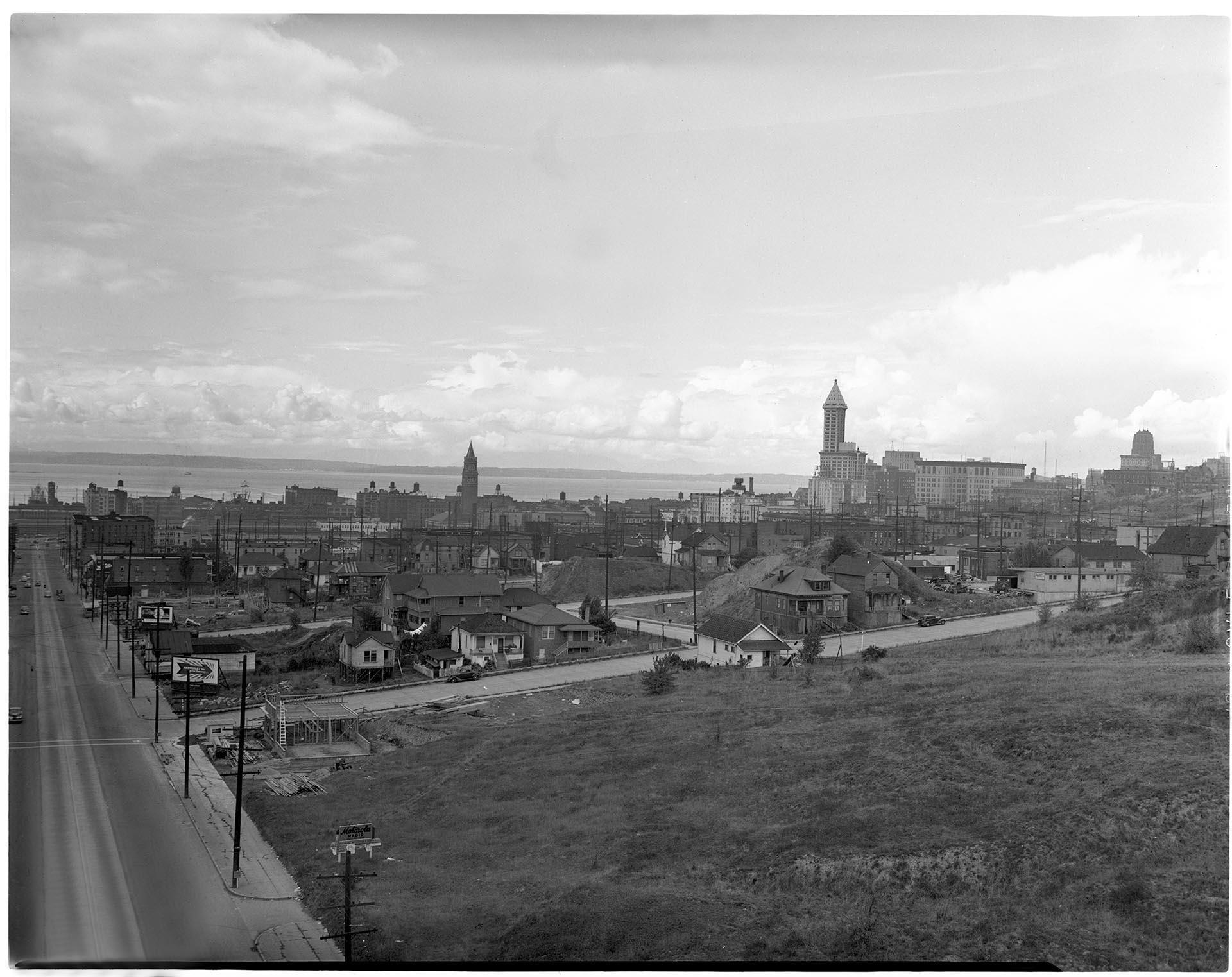 Image of South end of Seattle, looking west, circa 1949