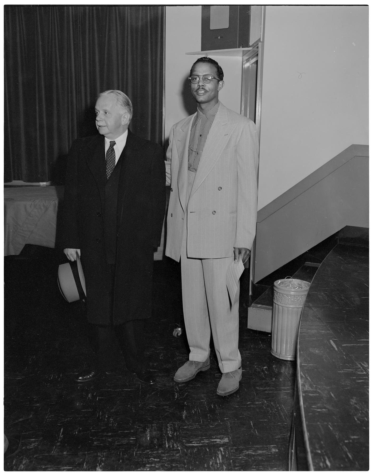 Image of Walter White posing with Bill Ross, Seattle, November 20, 1949