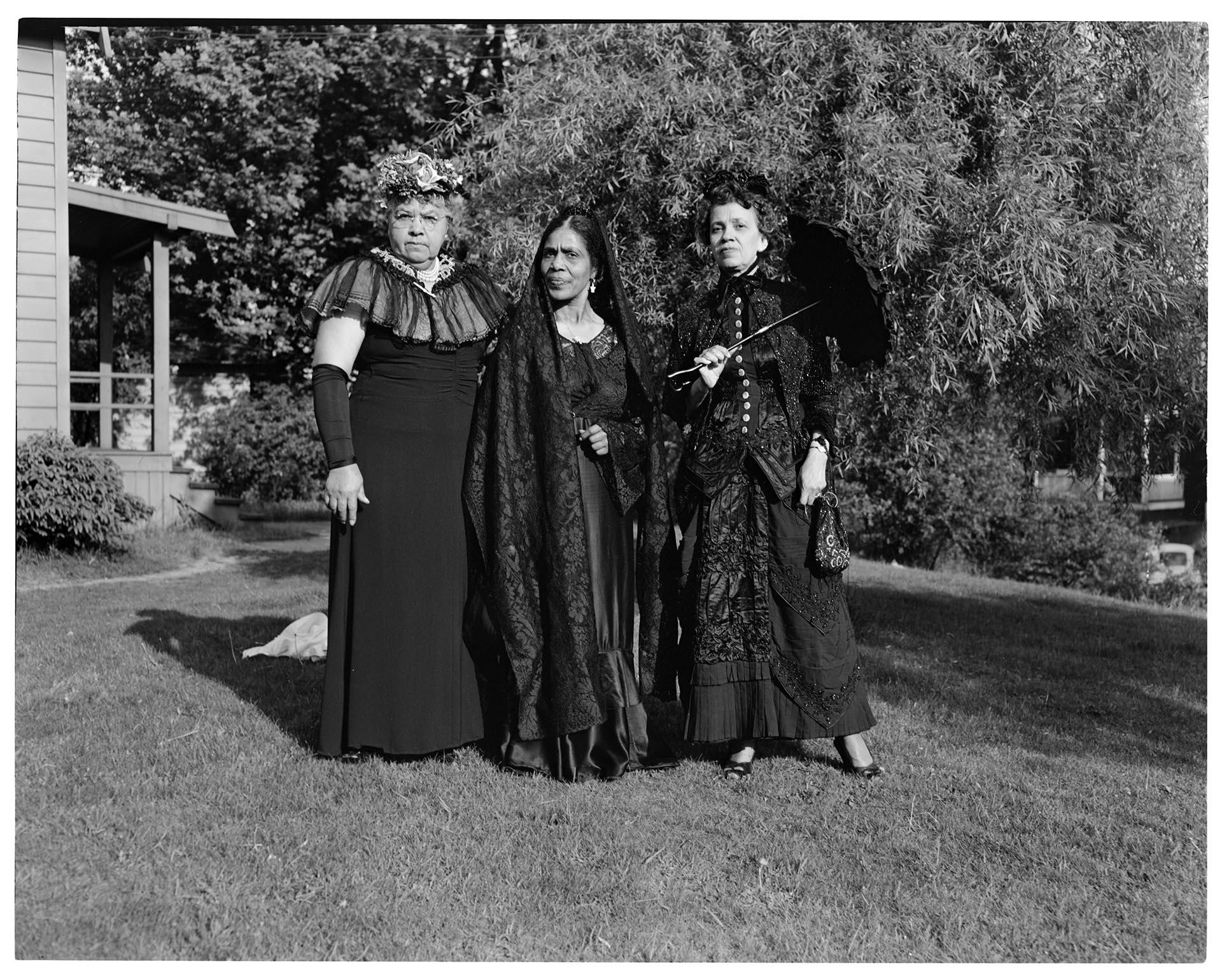 Image of Cora Spencer and others posing in costume, Seattle, circa 1949