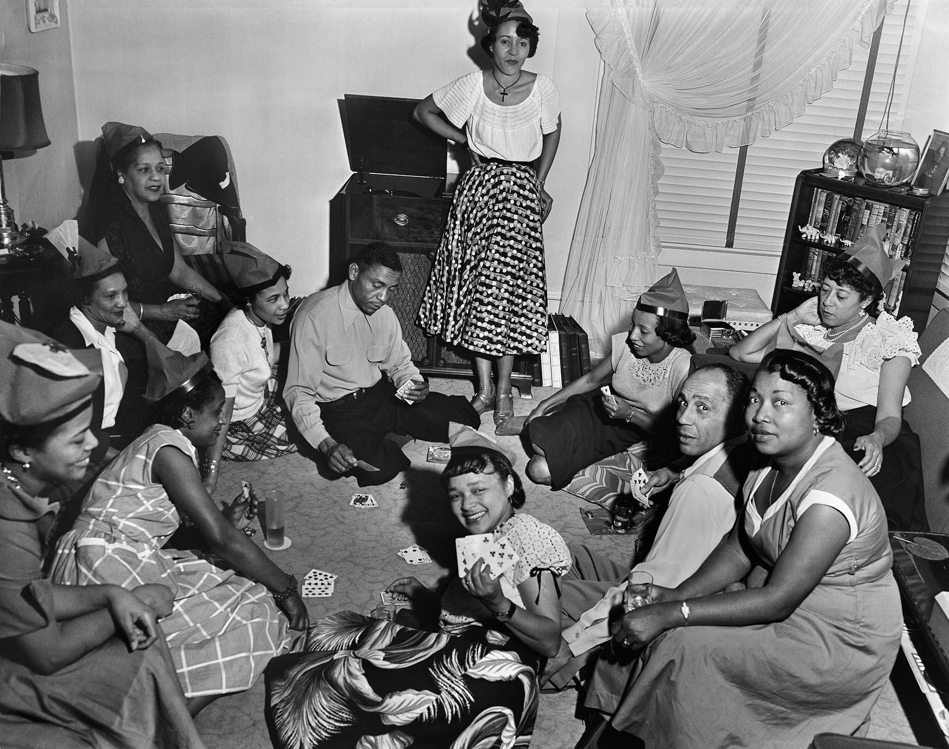 Image of Partygoers playing cards, Seattle, circa 1950