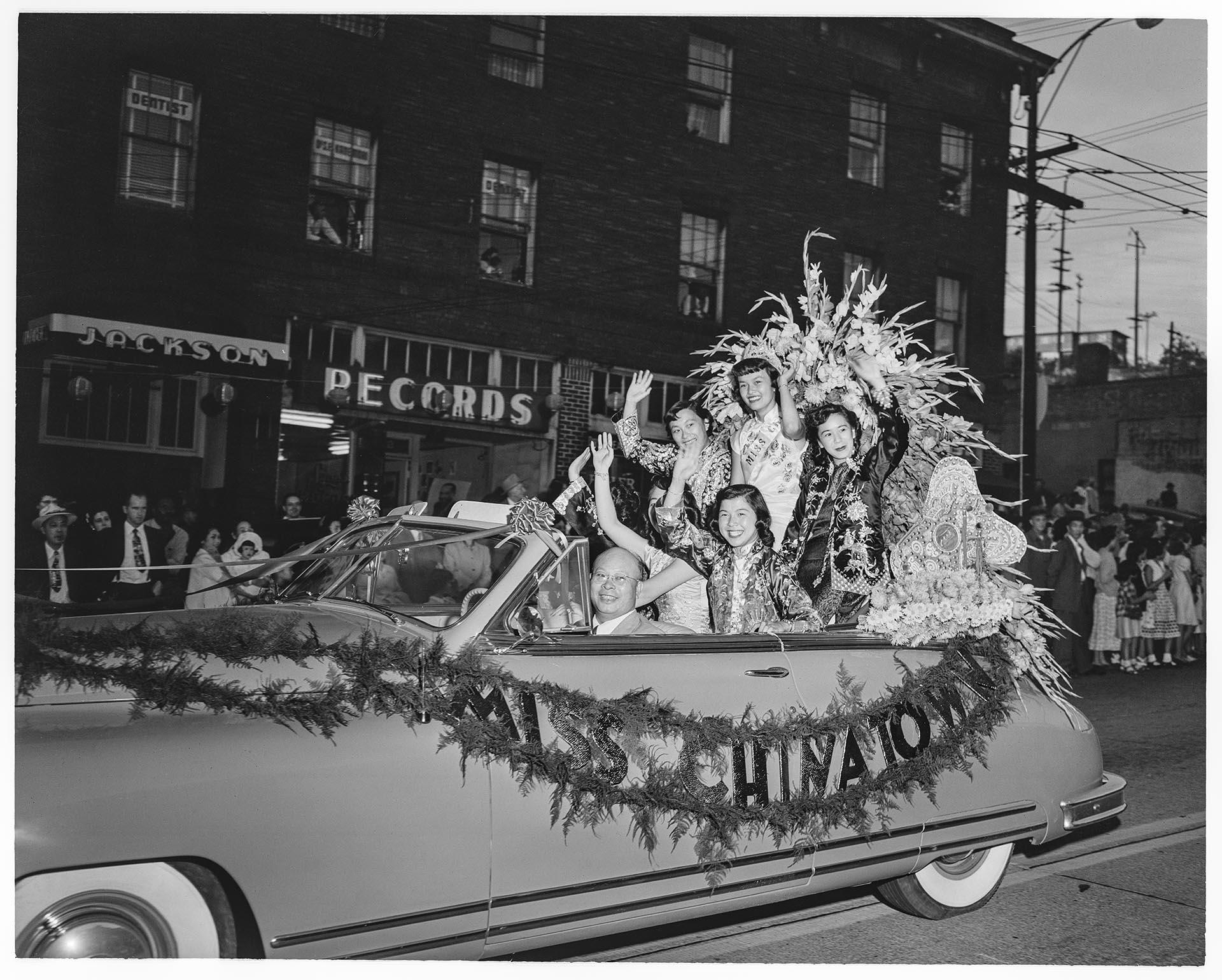 Image of Women riding in East Union Seafair parade, Seattle, circa 1953