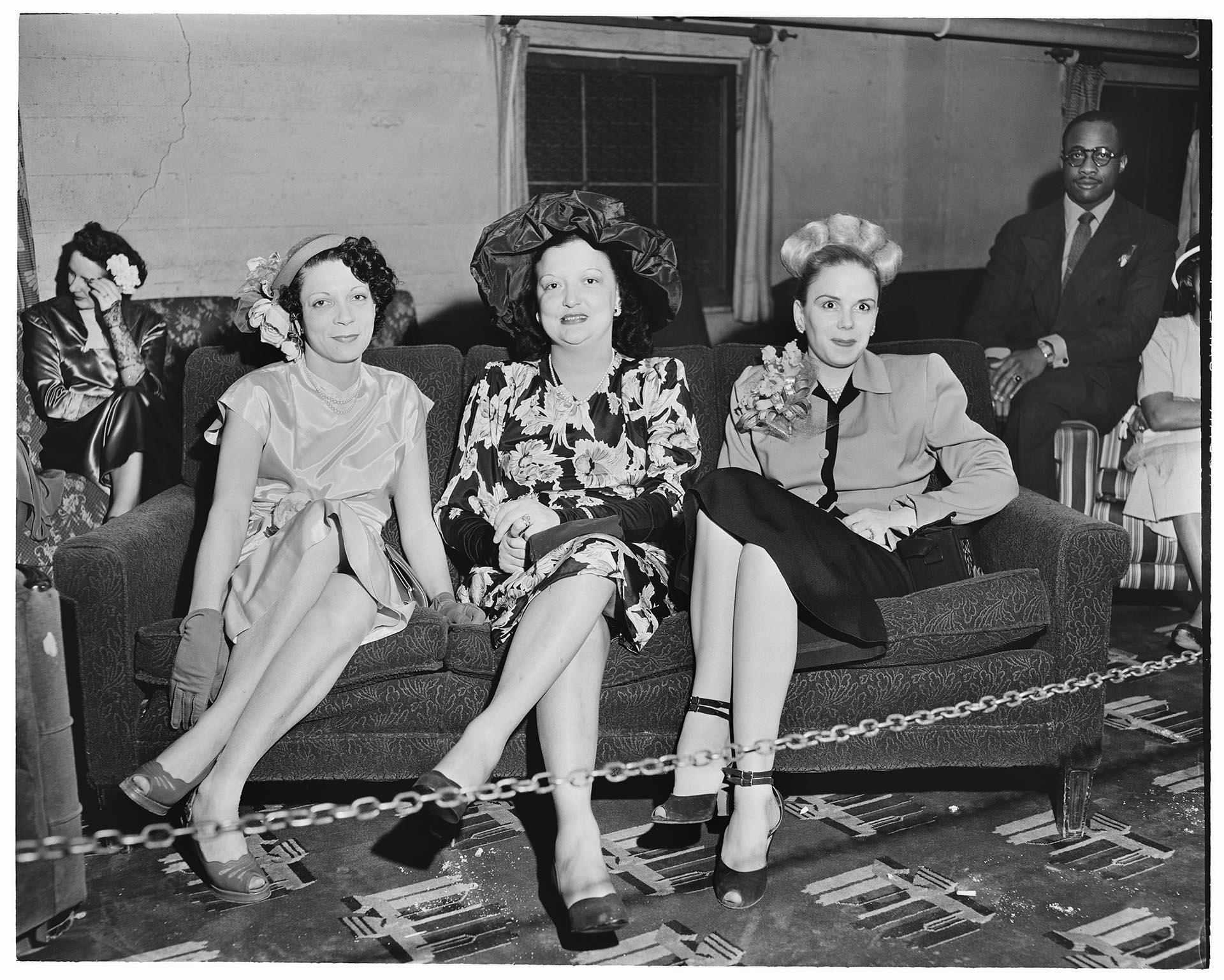 Image of Marilyn Booker sitting with friends, Seattle, circa 1953