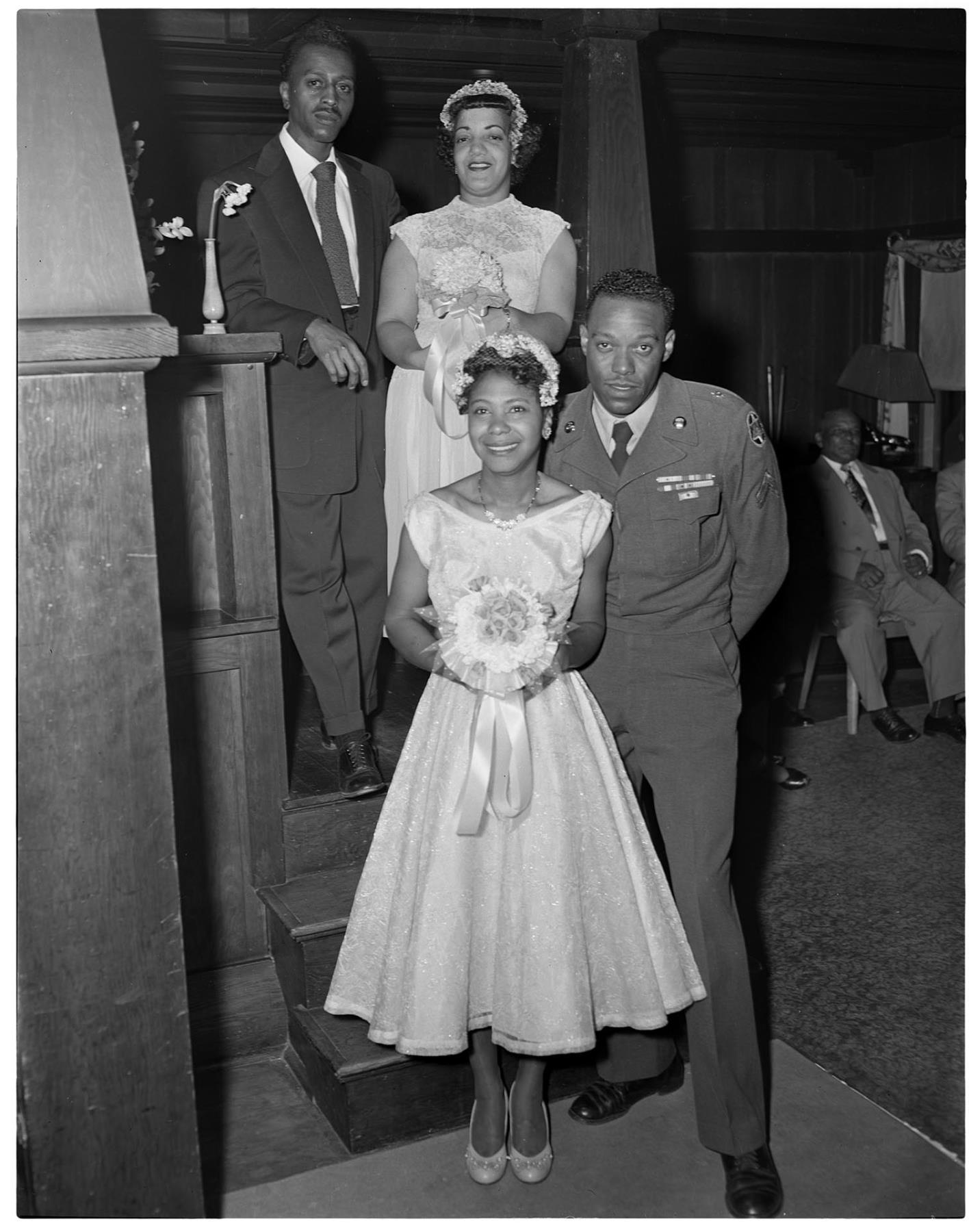 Image of Wedding party group at Faurot's Ballroom, Seattle, circa 1953