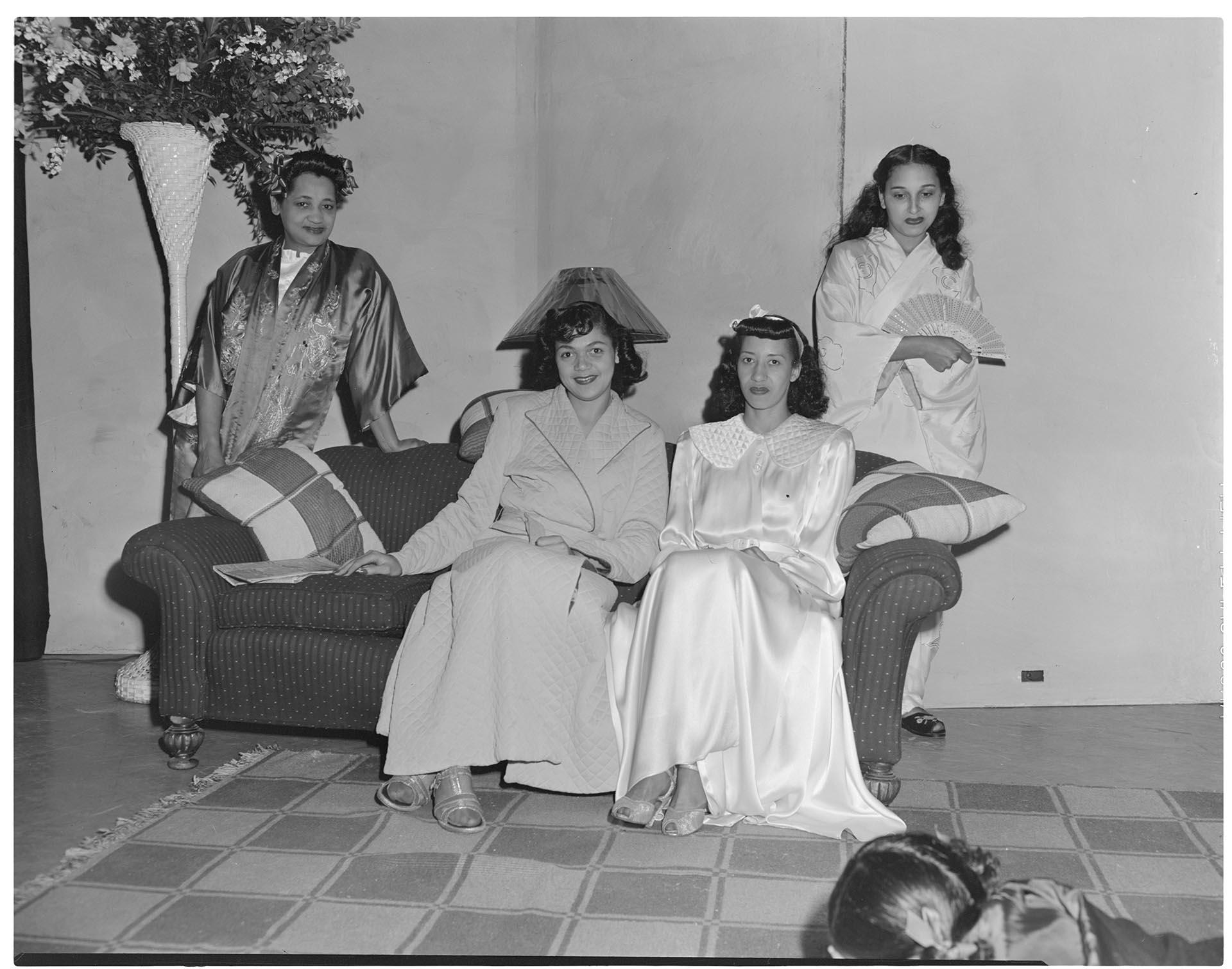Image of Models backstage at fashion show, Seattle, circa 1953