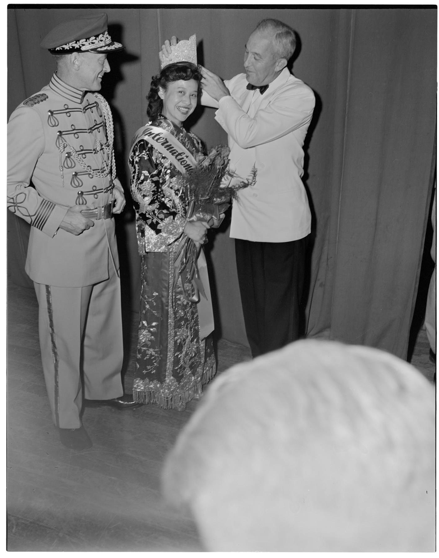 Image of Seafair Princess being crowned by mayor, Seattle, July 23, 1951