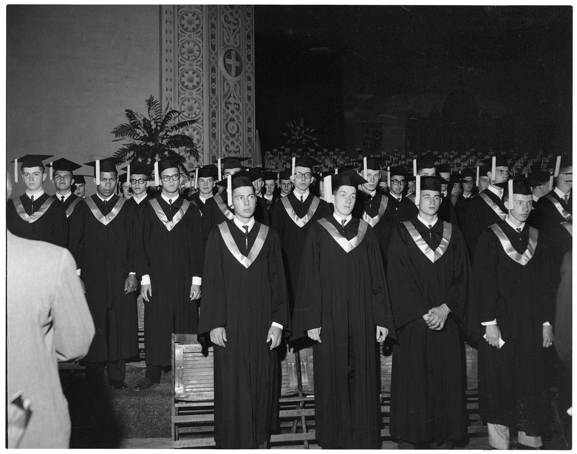 Image of Butch Smith and his classmates at their high School graduation, Seattle, circa 1953