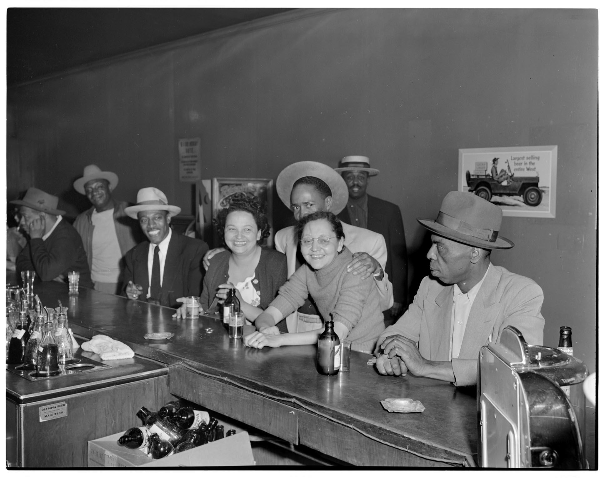 Image of Patrons at bar at a beer parlor, Seattle, circa 1953