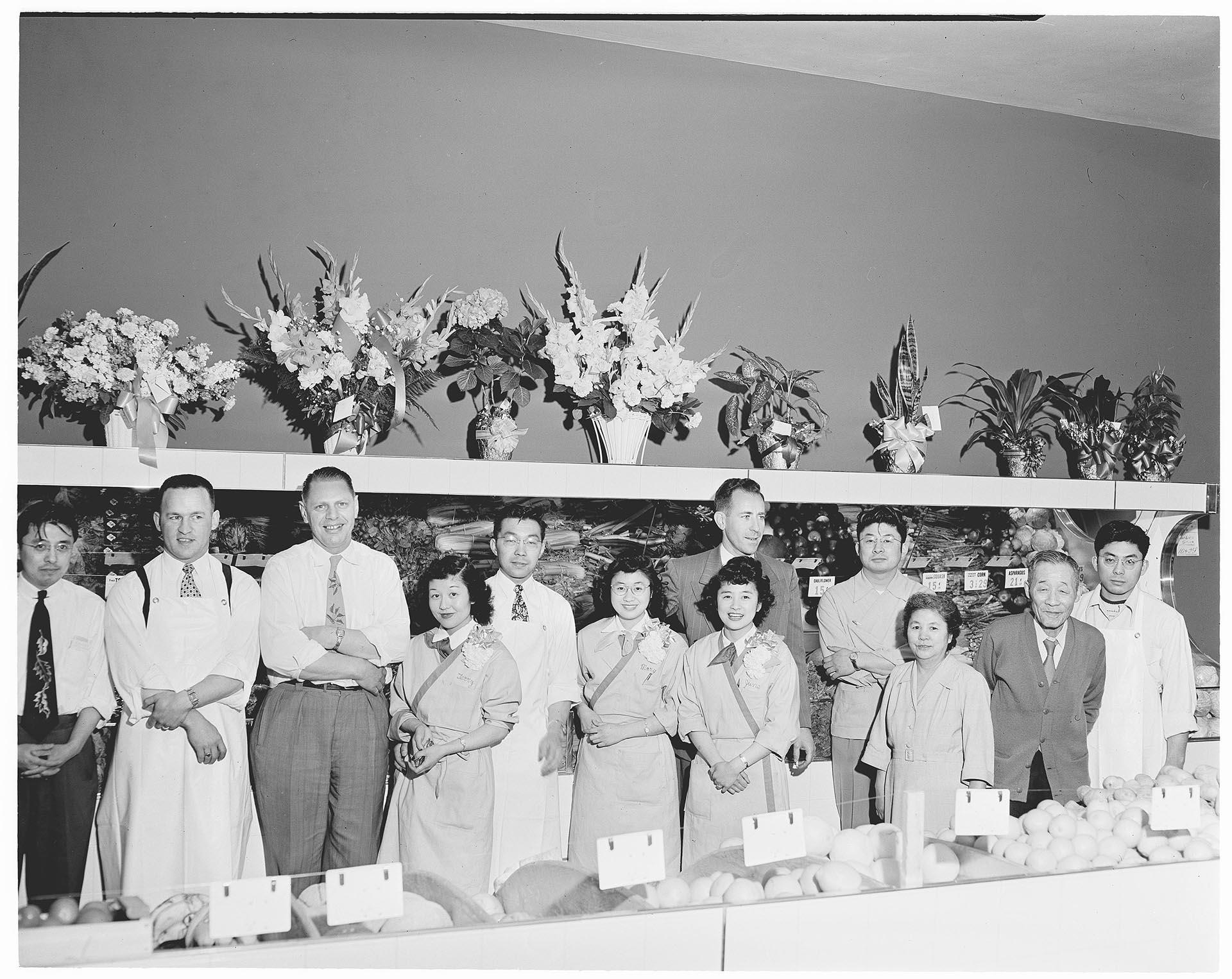 Image of Grand opening of the First Hill Food Center, Seattle, circa 1950
