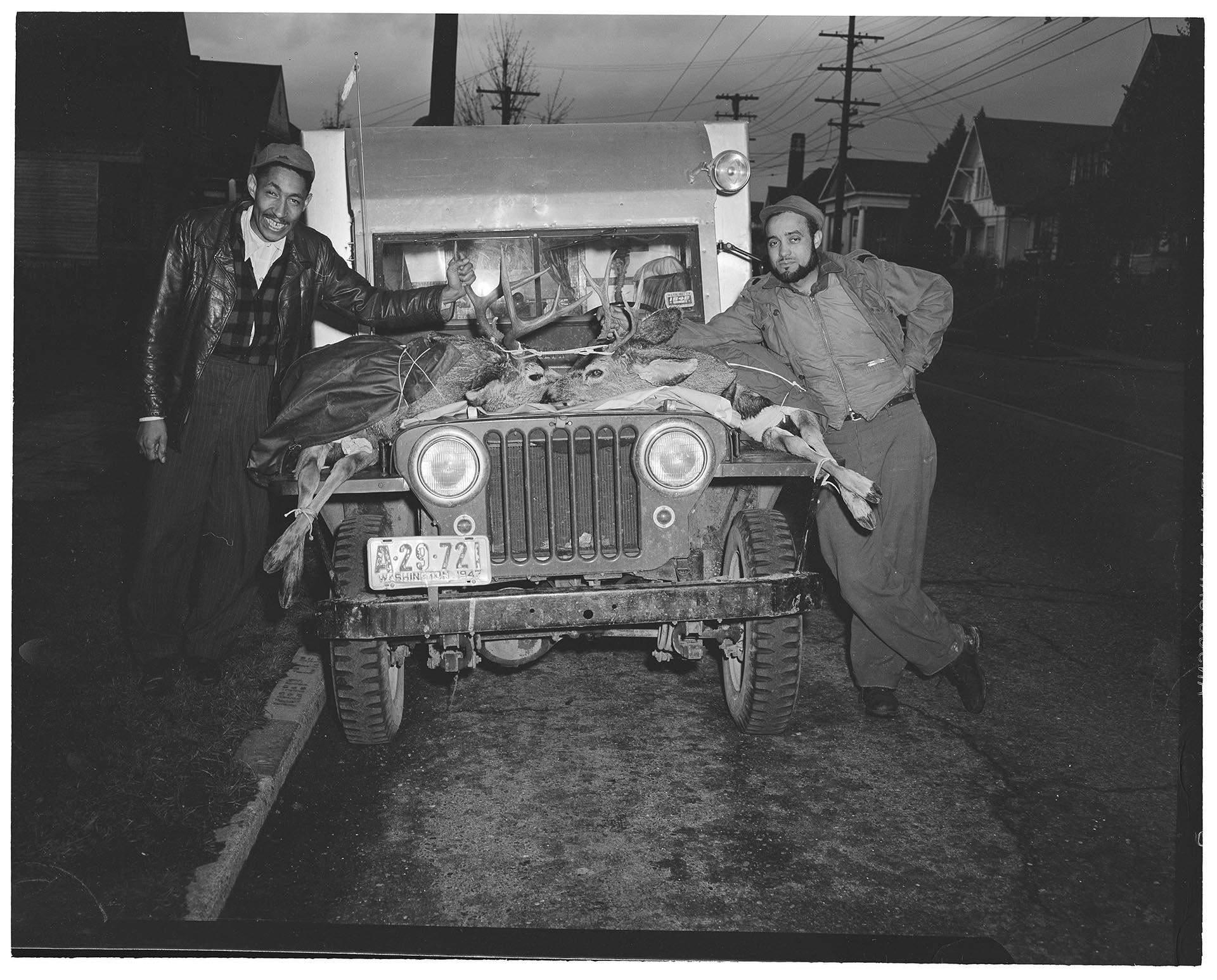 Image of Joe Smith & Bill Parkes with Jeep, Seattle, circa 1947