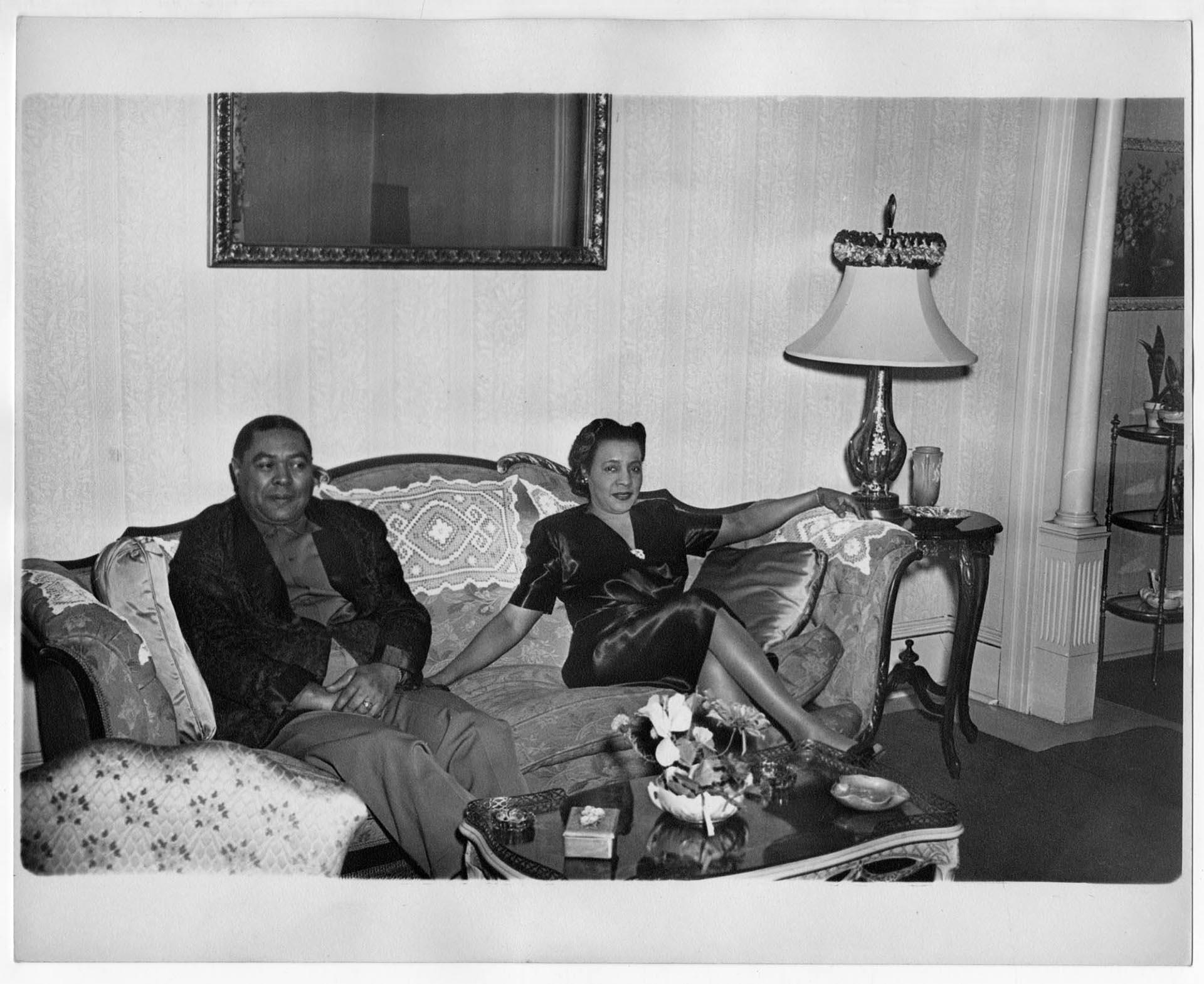 Image of Man and woman seated in a living room, Seattle, circa 1956
