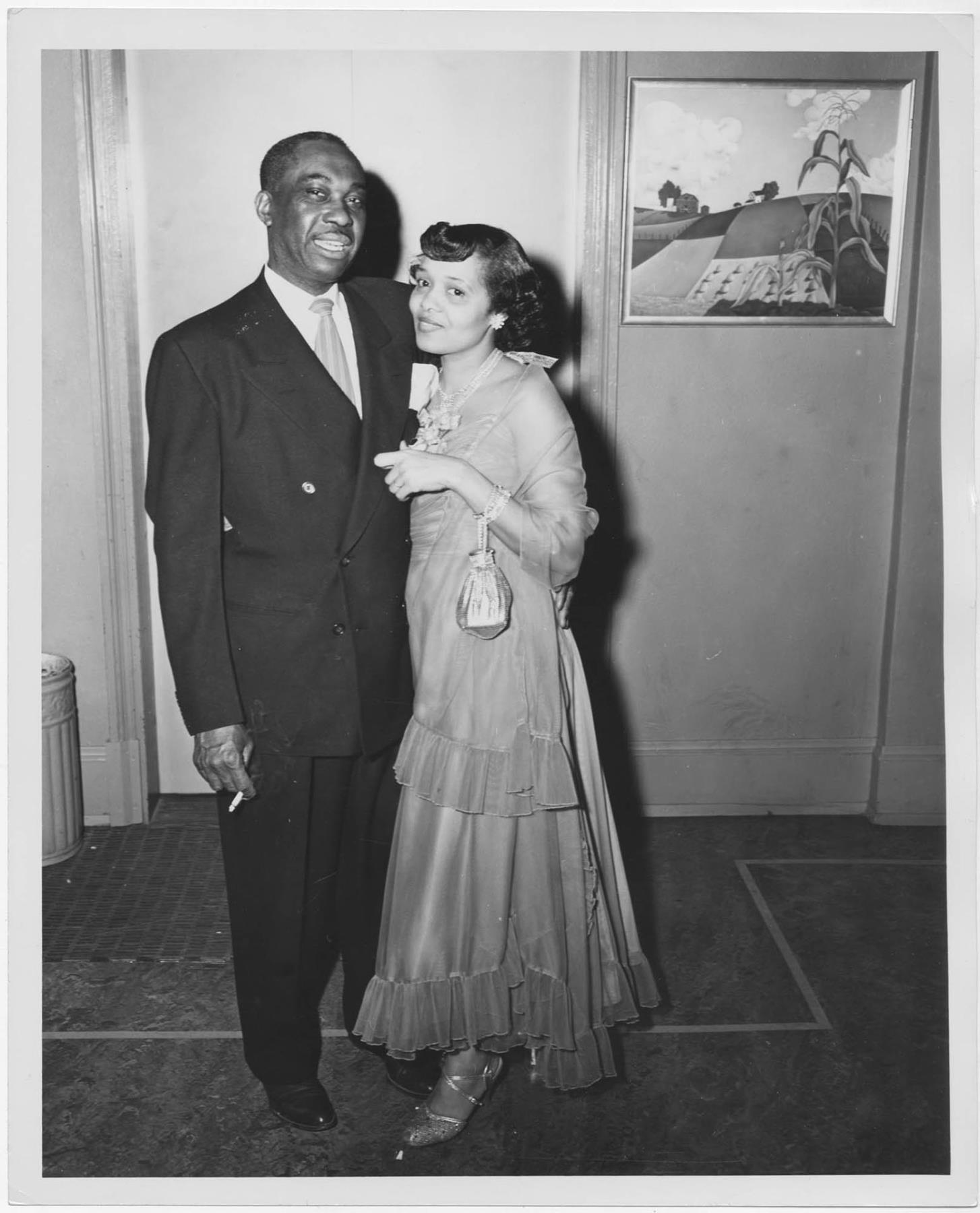 Image of Couple dressed for a night on the town, circa 1955