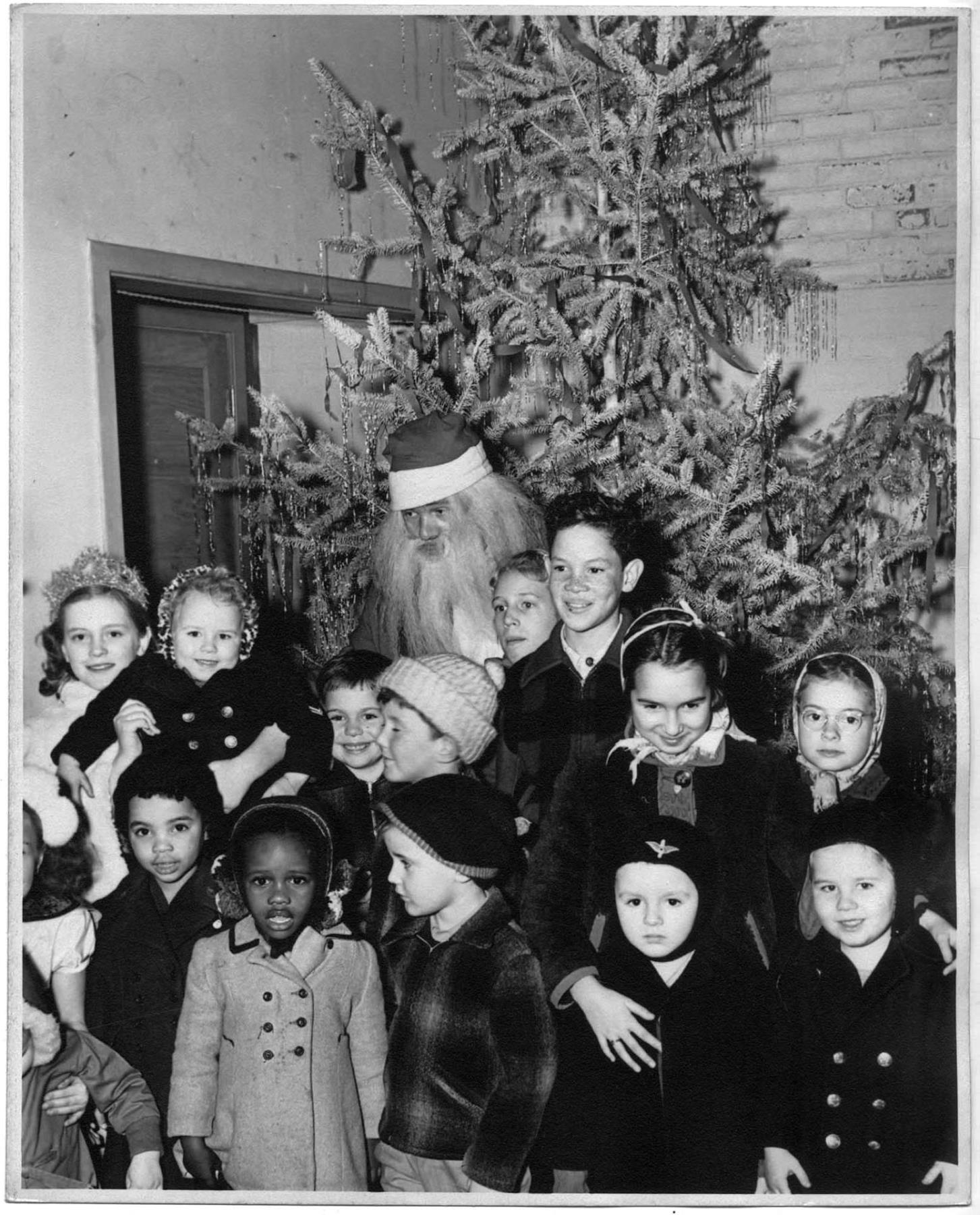 Image of Children and Santa, circa 1954