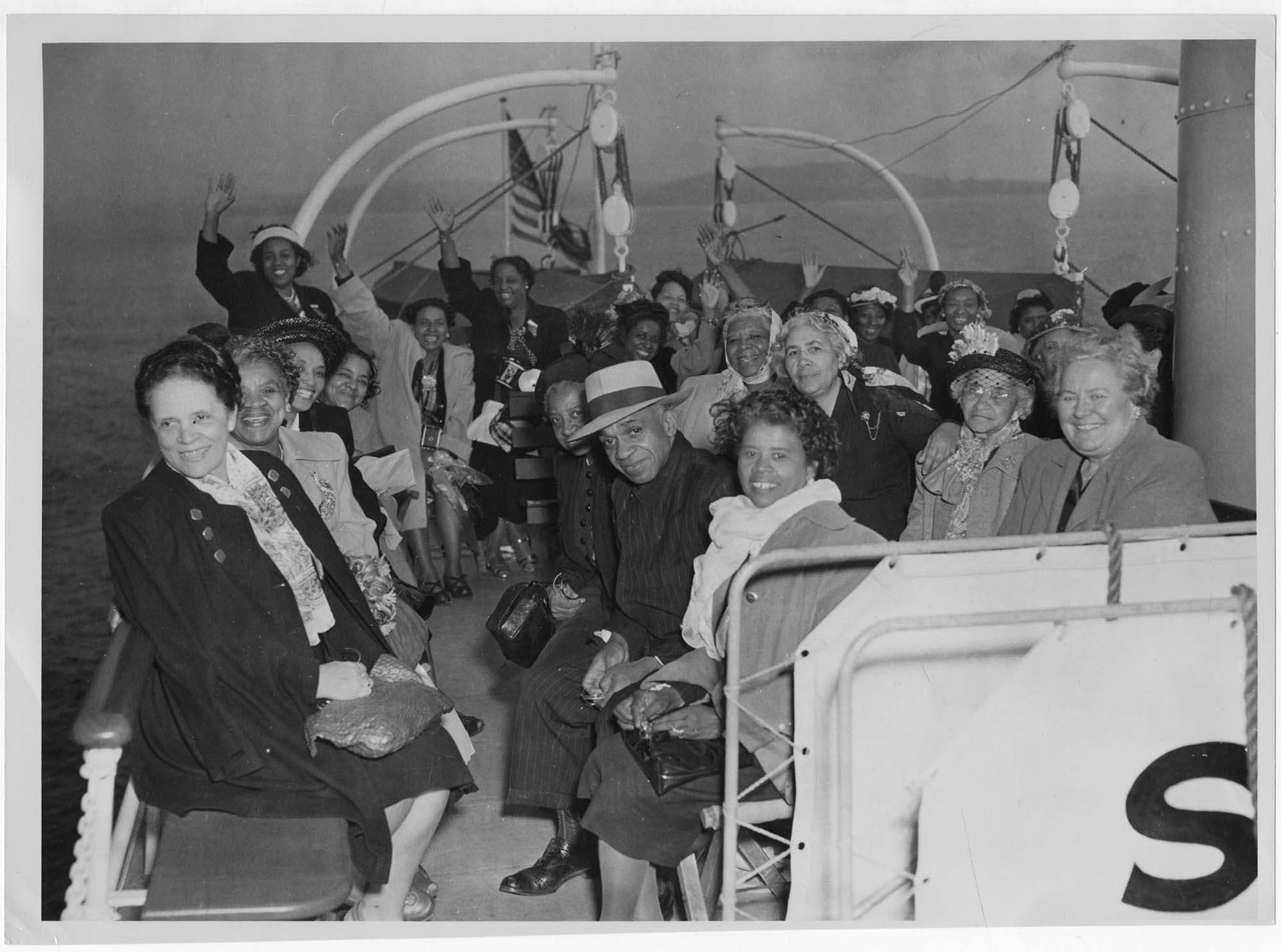 Image of Group aboard a tour boat, probably NACWC convention attendees, Seattle, August 1948
