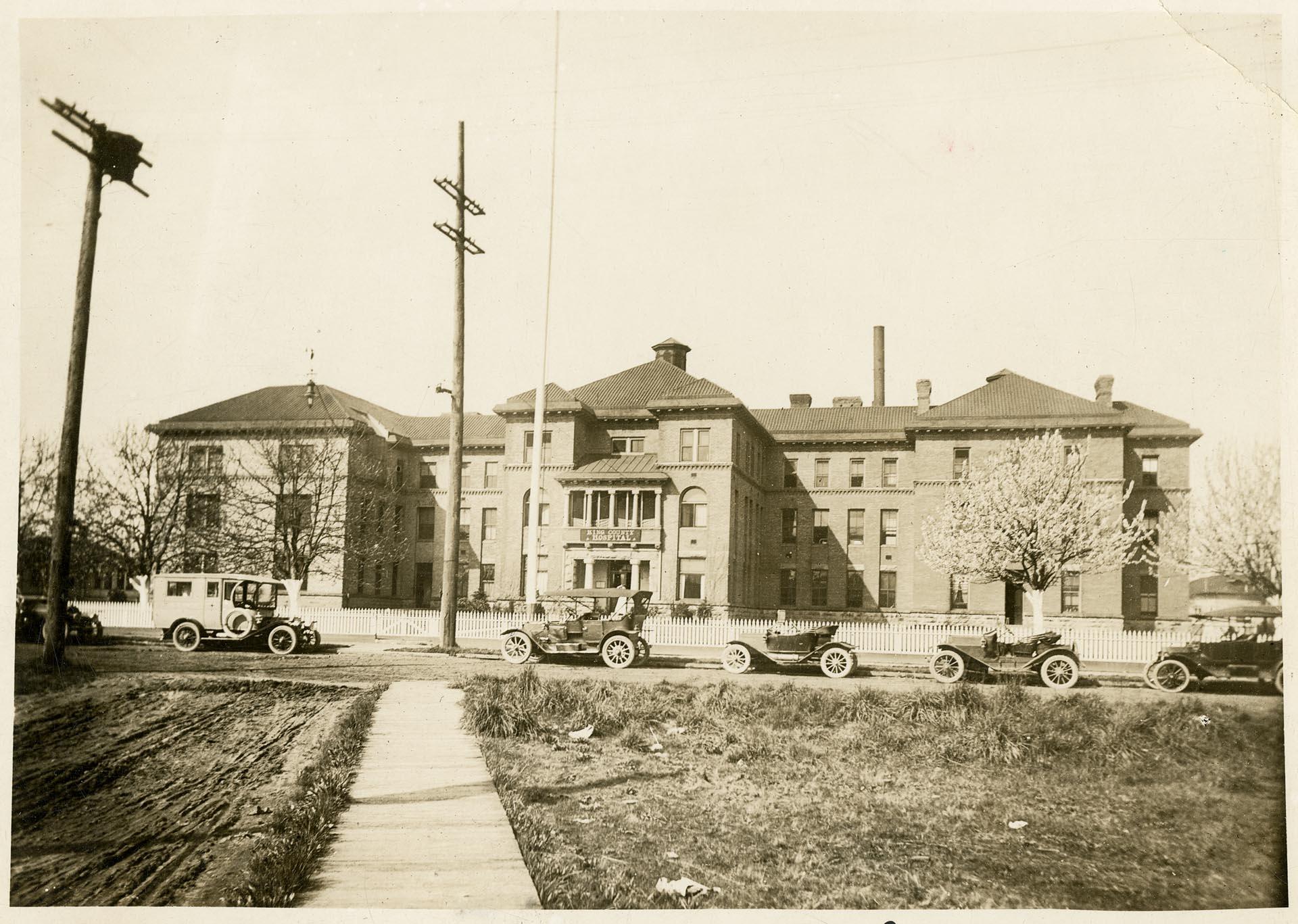 Image of King County Hospital exterior, Seattle, circa 1915