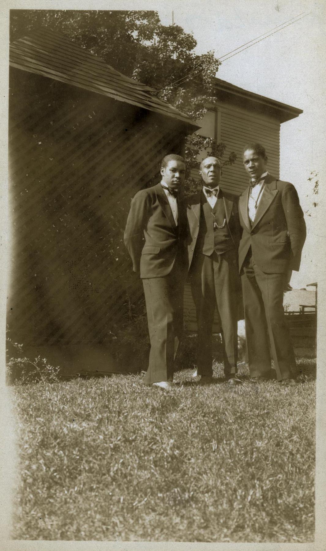 Image of Jimmy, Ed, and Wayne Adams outside their home, Seattle, 1928