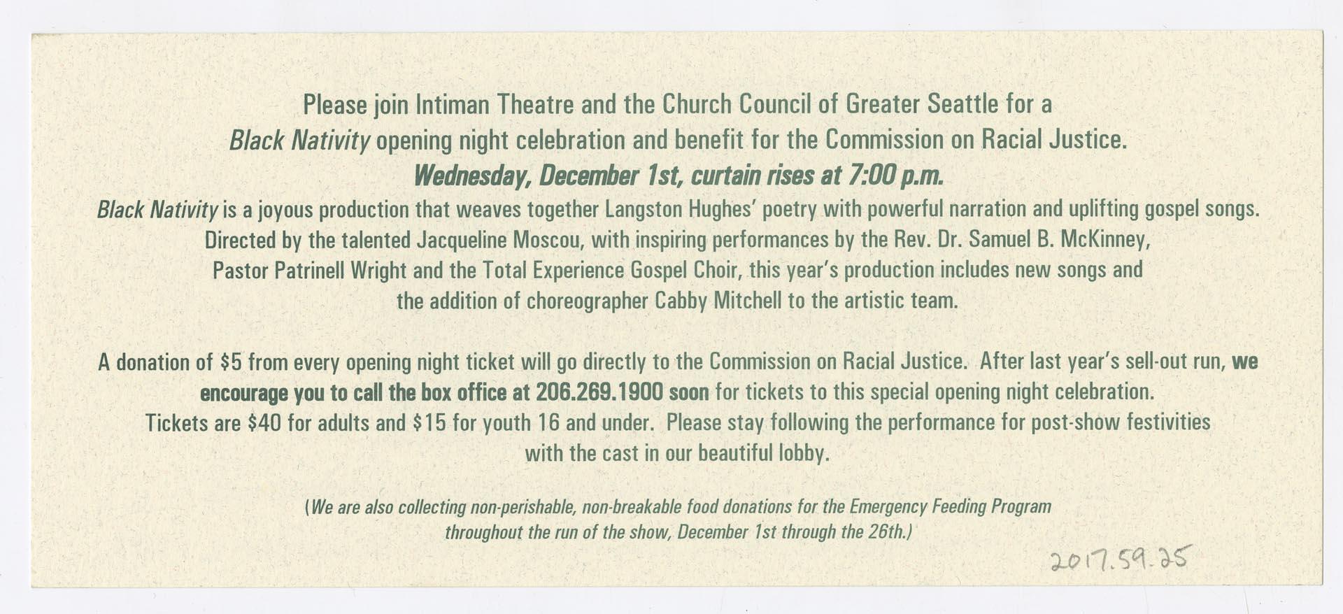 Image of Black nativity handbill, 1999