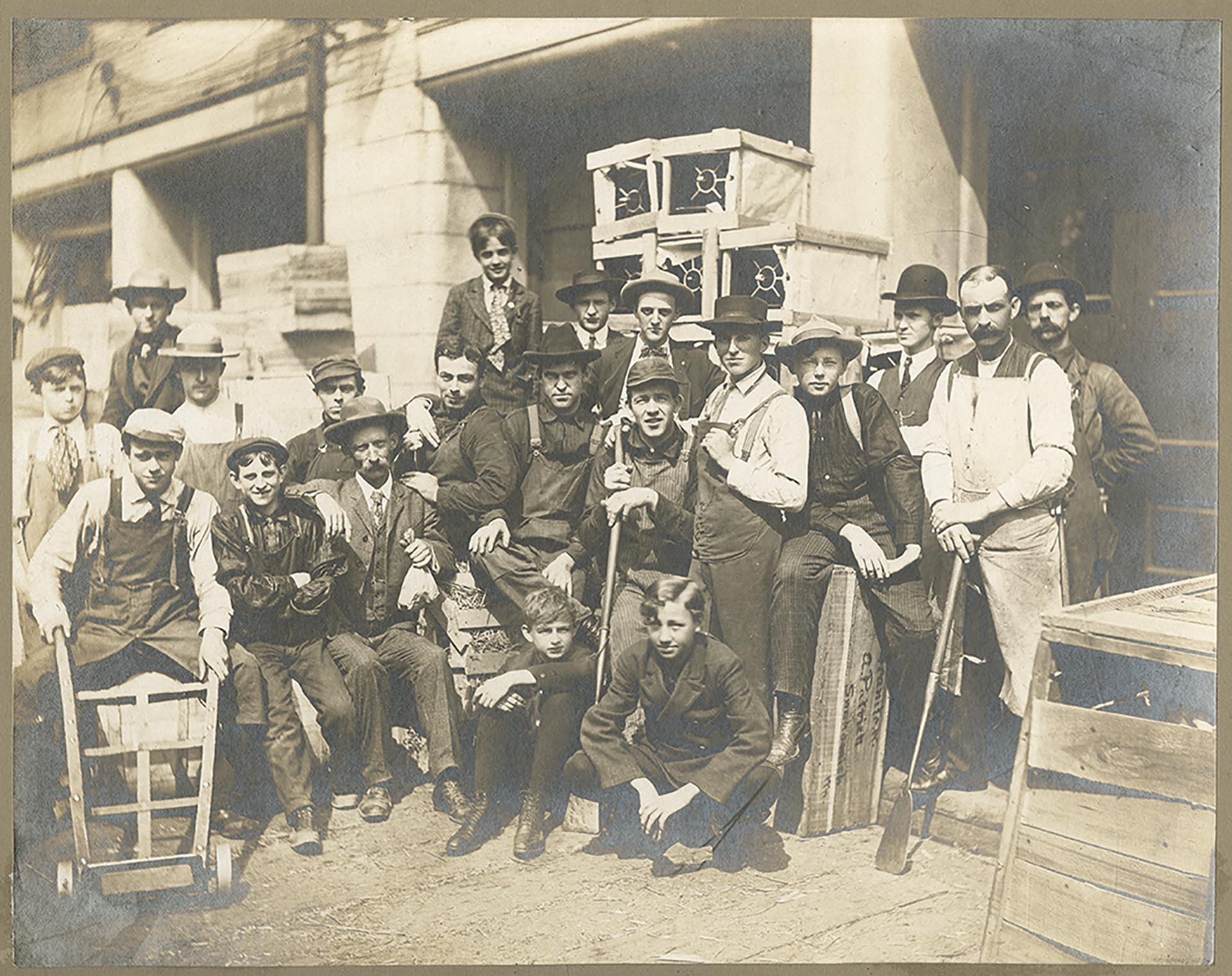 Image of M. Seller Co. employees posing outside store, Seattle, 1910