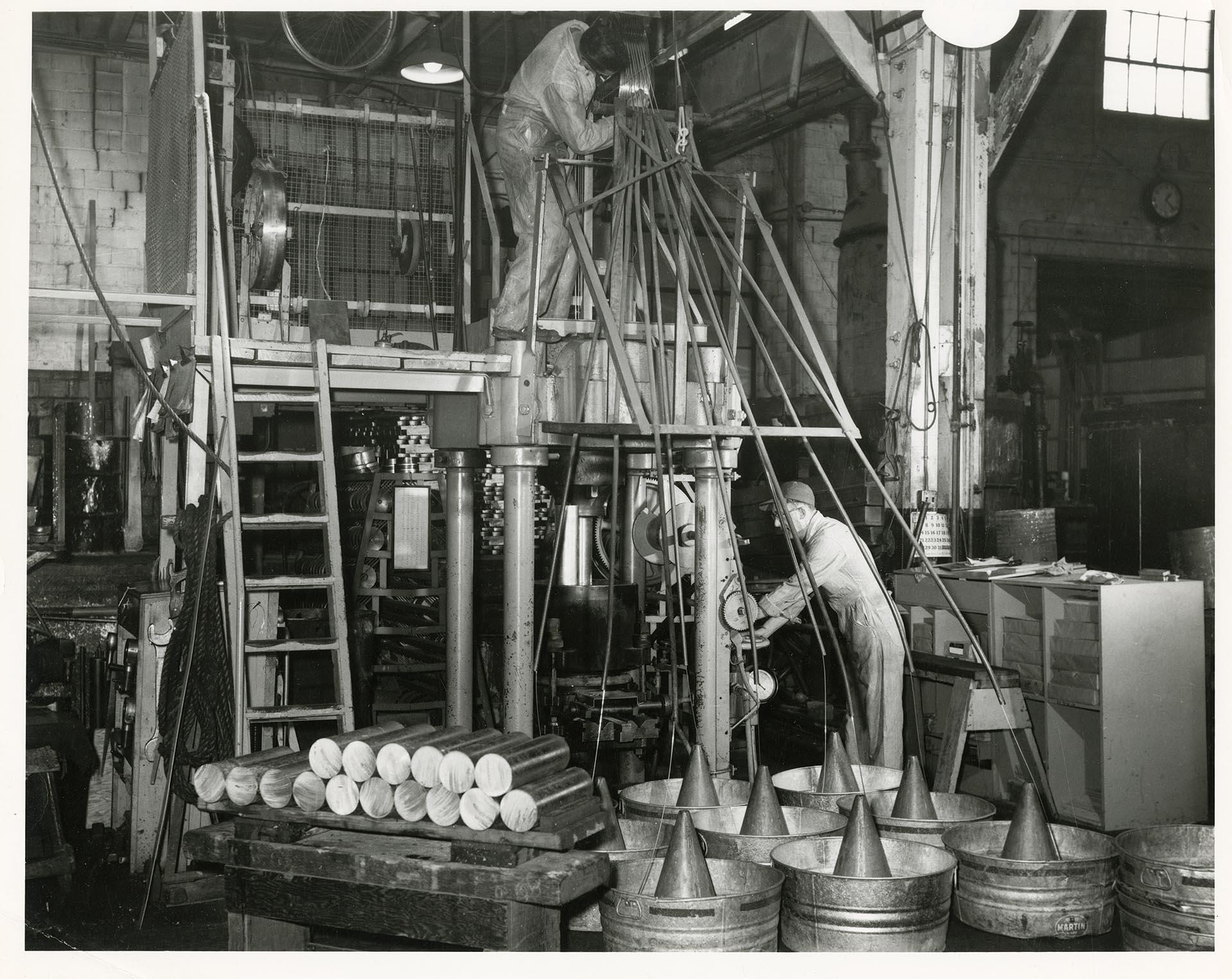 Image of Employees working in lead manufacturing plant, Seattle circa 1950