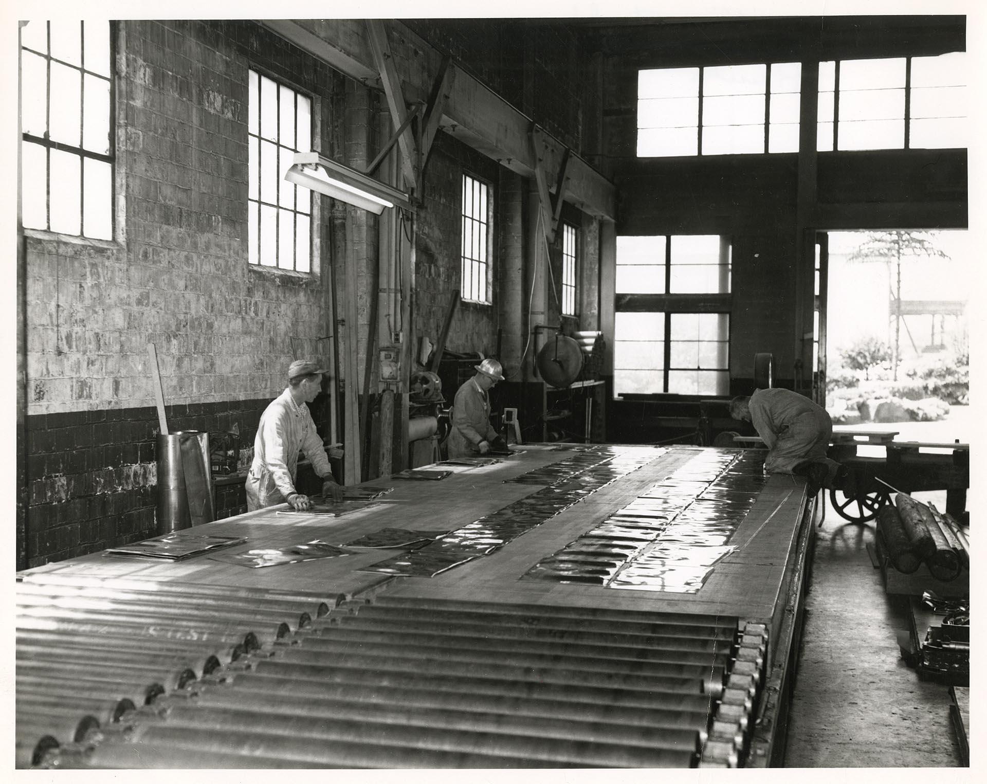 Image of Employees working in lead manufacturing plant, Seattle circa 1950